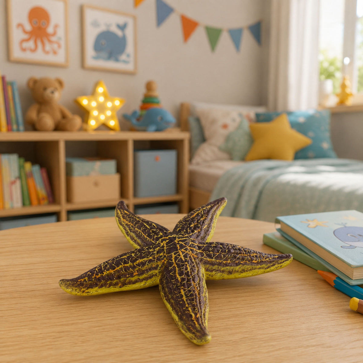 Starfish Rubber Figurine Stretchable Realistic Sea Animal 9.5 Cm