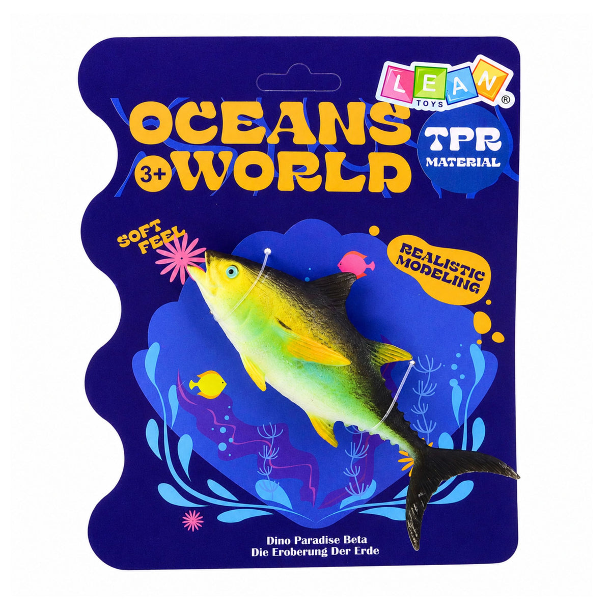 Figura di tonno in gomma di pesce estensibile, realistico pesce dell'oceano 14 cm