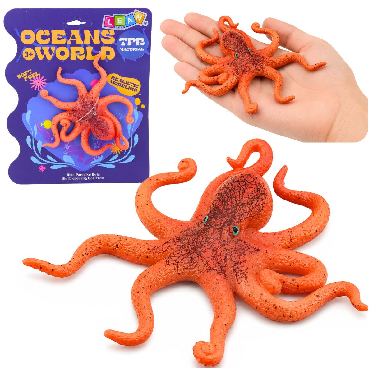 Oktopus-Figur aus Gummi, dehnbar, realistisches Meerestier, 12 cm