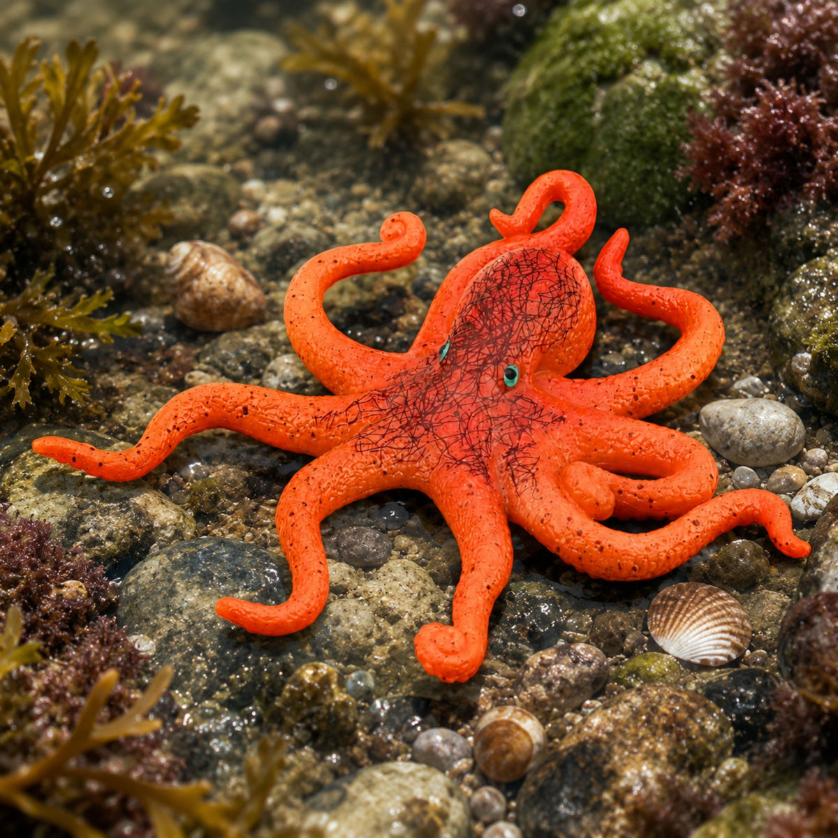 Oktopus-Figur aus Gummi, dehnbar, realistisches Meerestier, 12 cm