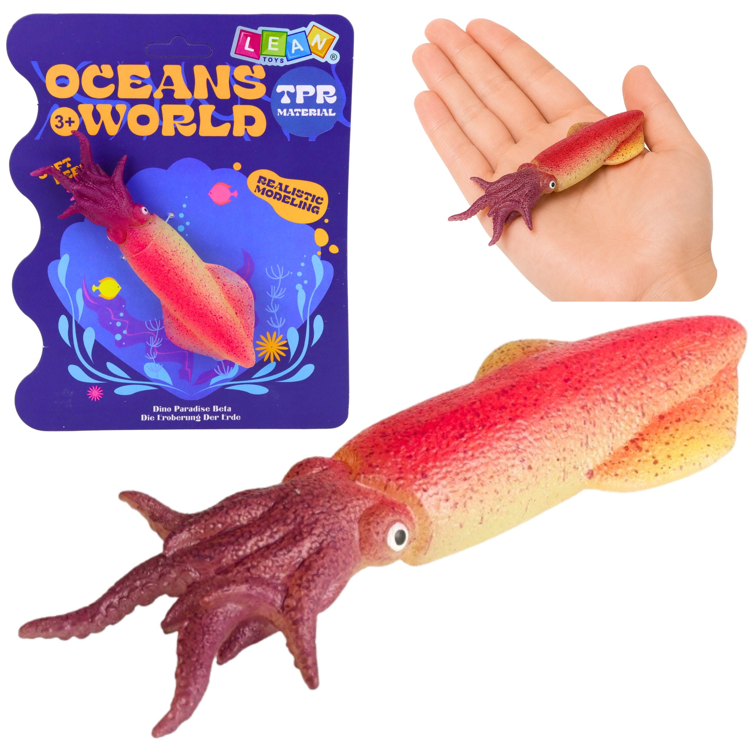 Squid Rubber Figurine Stretchable Realistic Sea Animal 14 Cm
