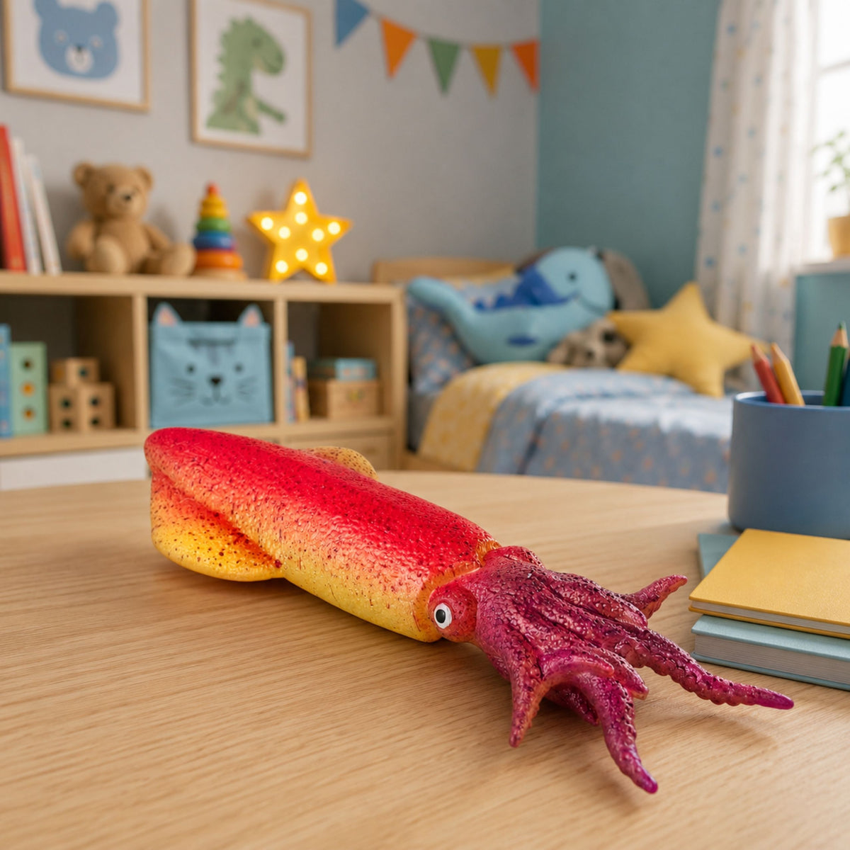 Squid Rubber Figurine Stretchable Realistic Sea Animal 14 Cm