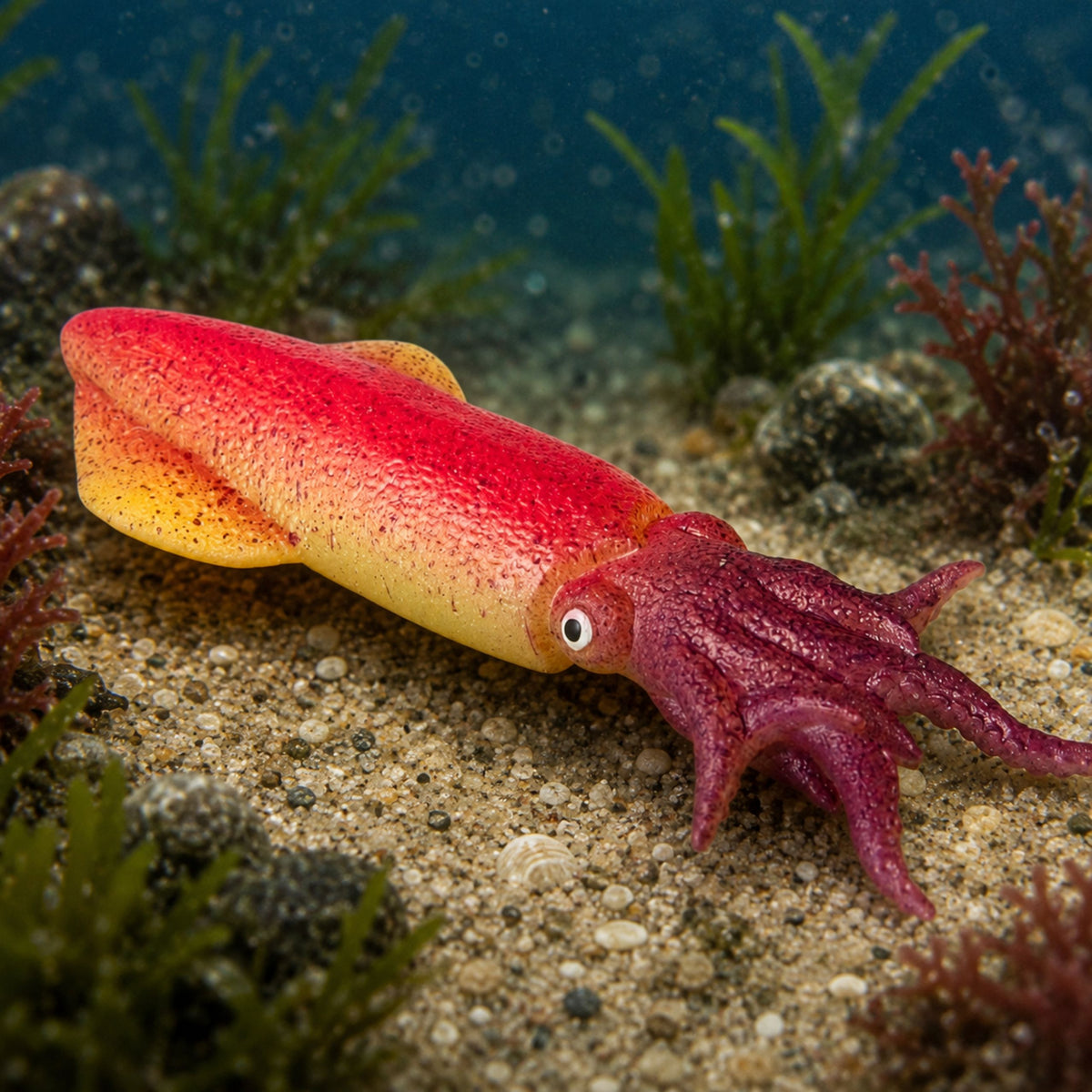 Squid Rubber Figurine Stretchable Realistic Sea Animal 14 Cm