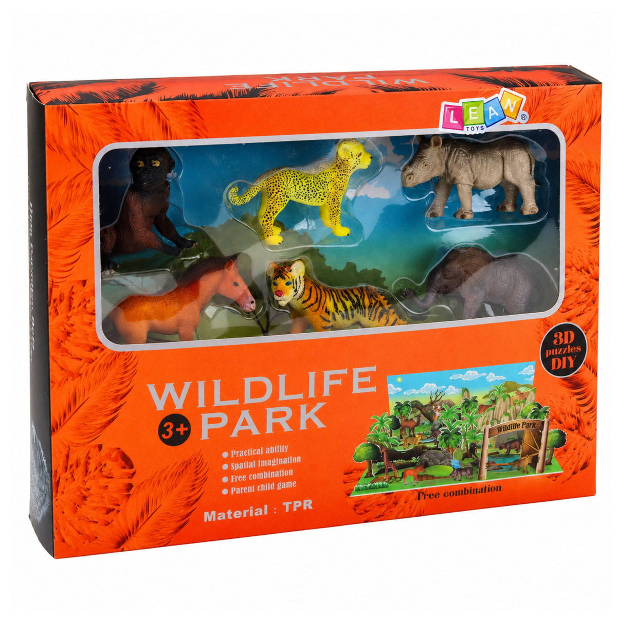 Set figurine animale sălbatice Leopard Tigru Elephant Horse Park 3d Board