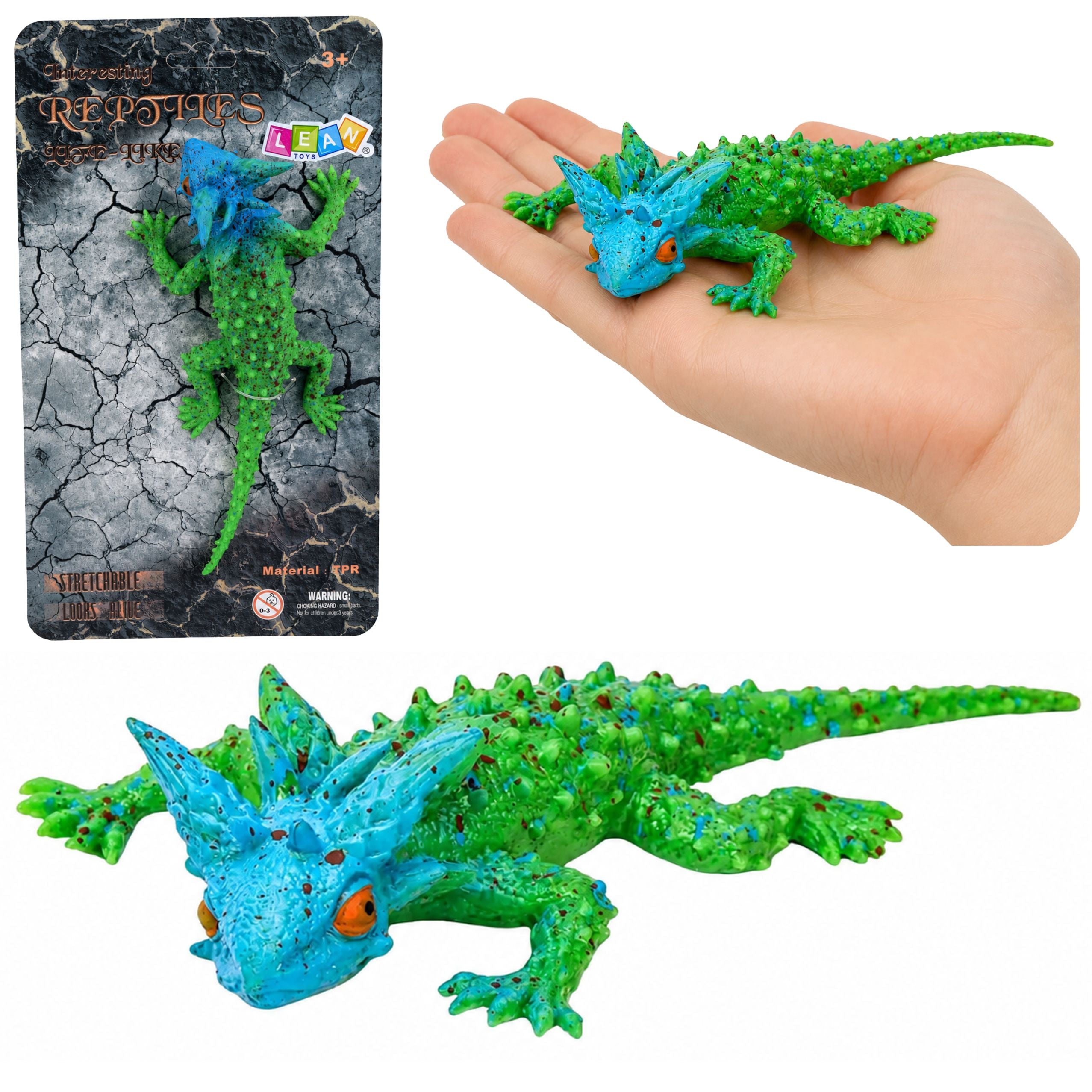 Horned Lizard Rubber Figure Stretchable Realistic 20 Cm