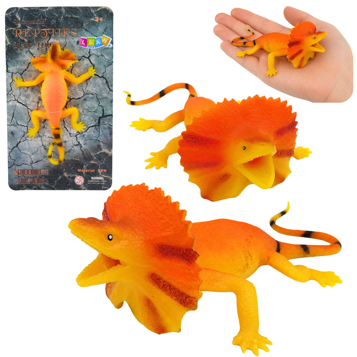 Collared Lizard Rubber Figure Stretchable Realistic 19cm