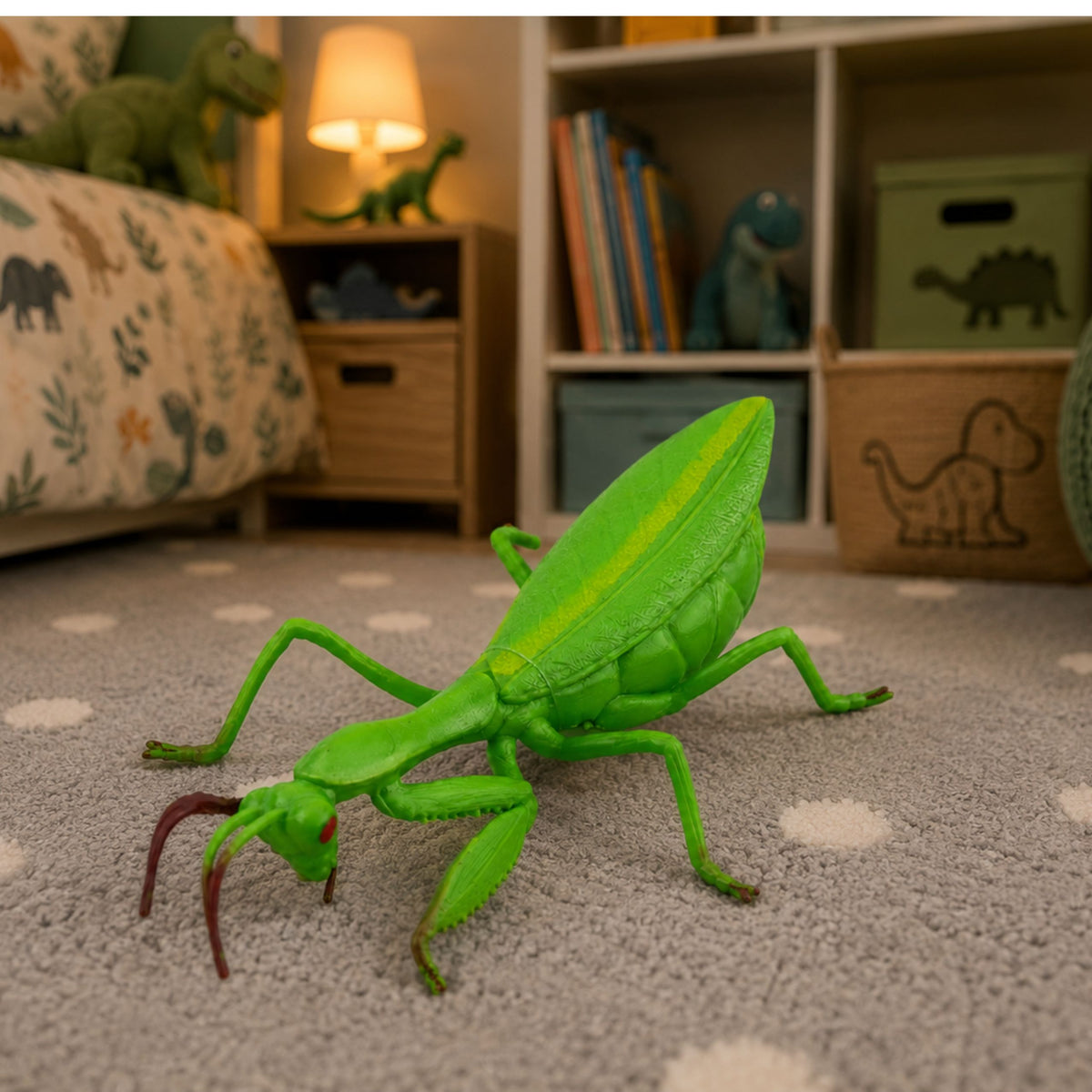 Praying Mantis Rubber Figure Stretchable Realistic Green 18 Cm
