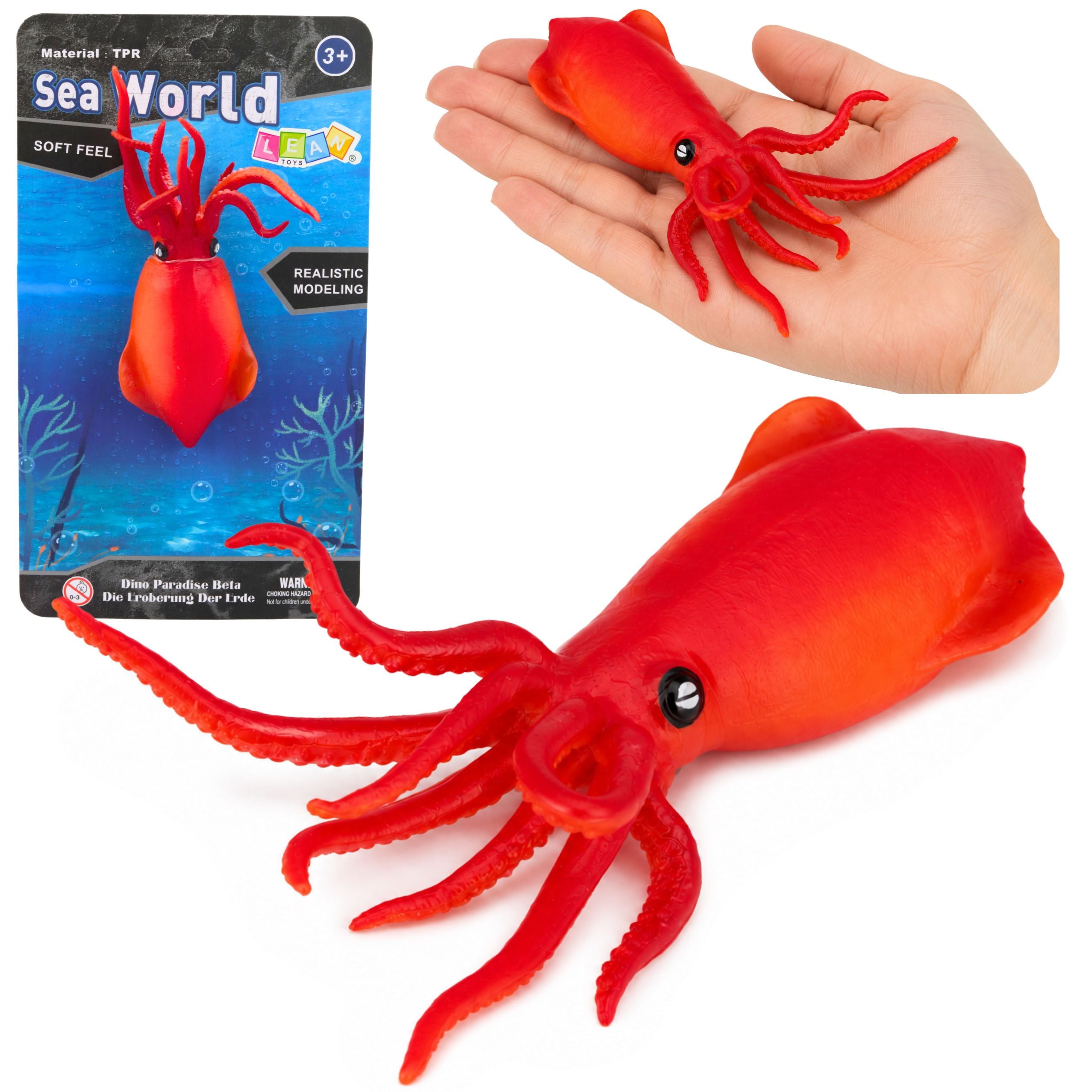 Squid Rubber Figurine Stretchable Realistic Sea Animal 18 Cm