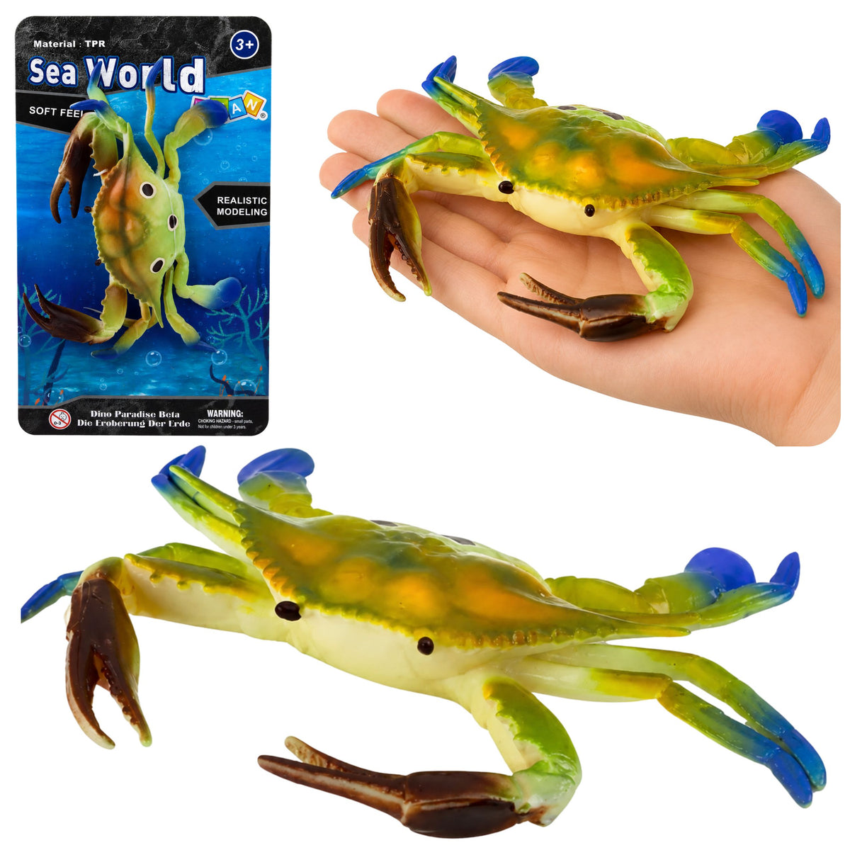 Rubber Crab Figurine Stretchable Realistic Sea Animal 19cm
