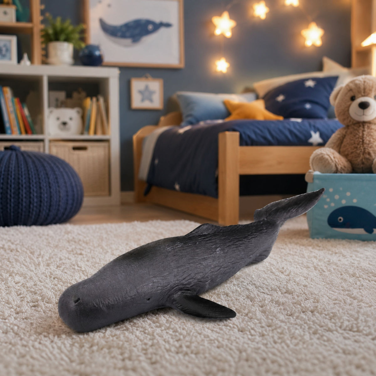 Fish Rubber Whale Figurine Stretchable Realistic Marine Mammal 18cm