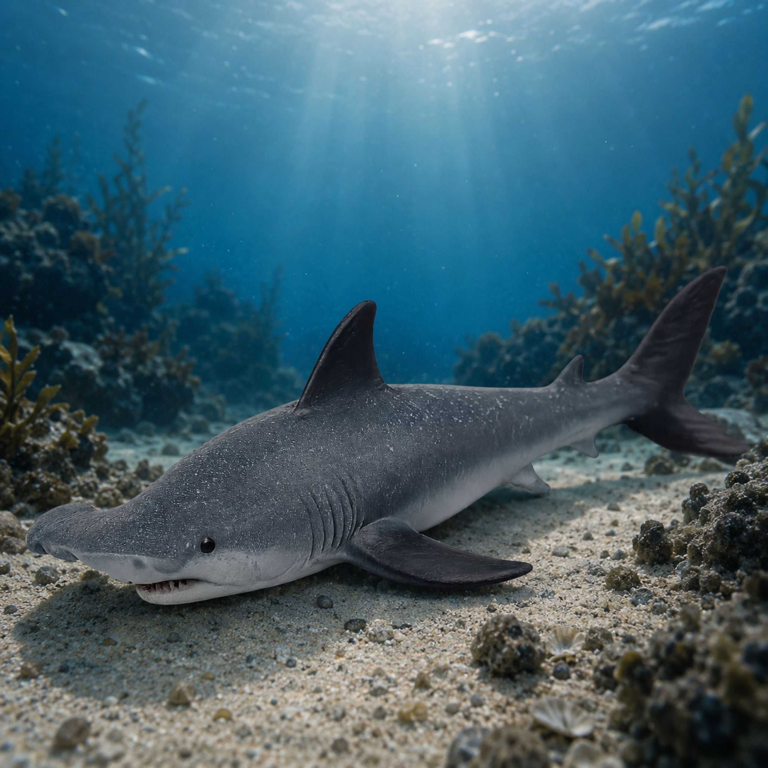 Hammerhead Shark Rubber Fish Figurine Stretchable Realistic 17cm