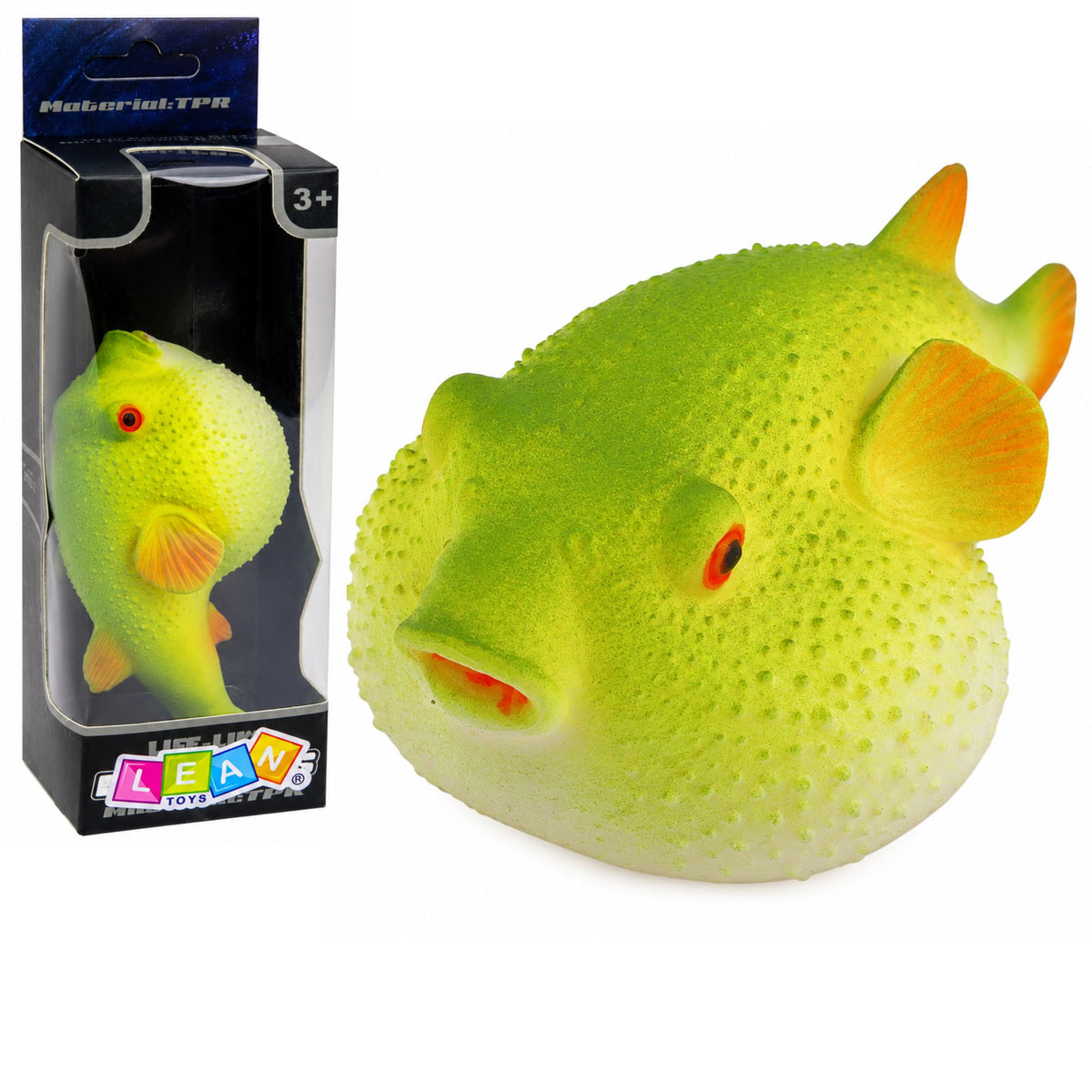 Puffer Fish Rubber Figure Stretchable Realistic Ocean Fish 12cm