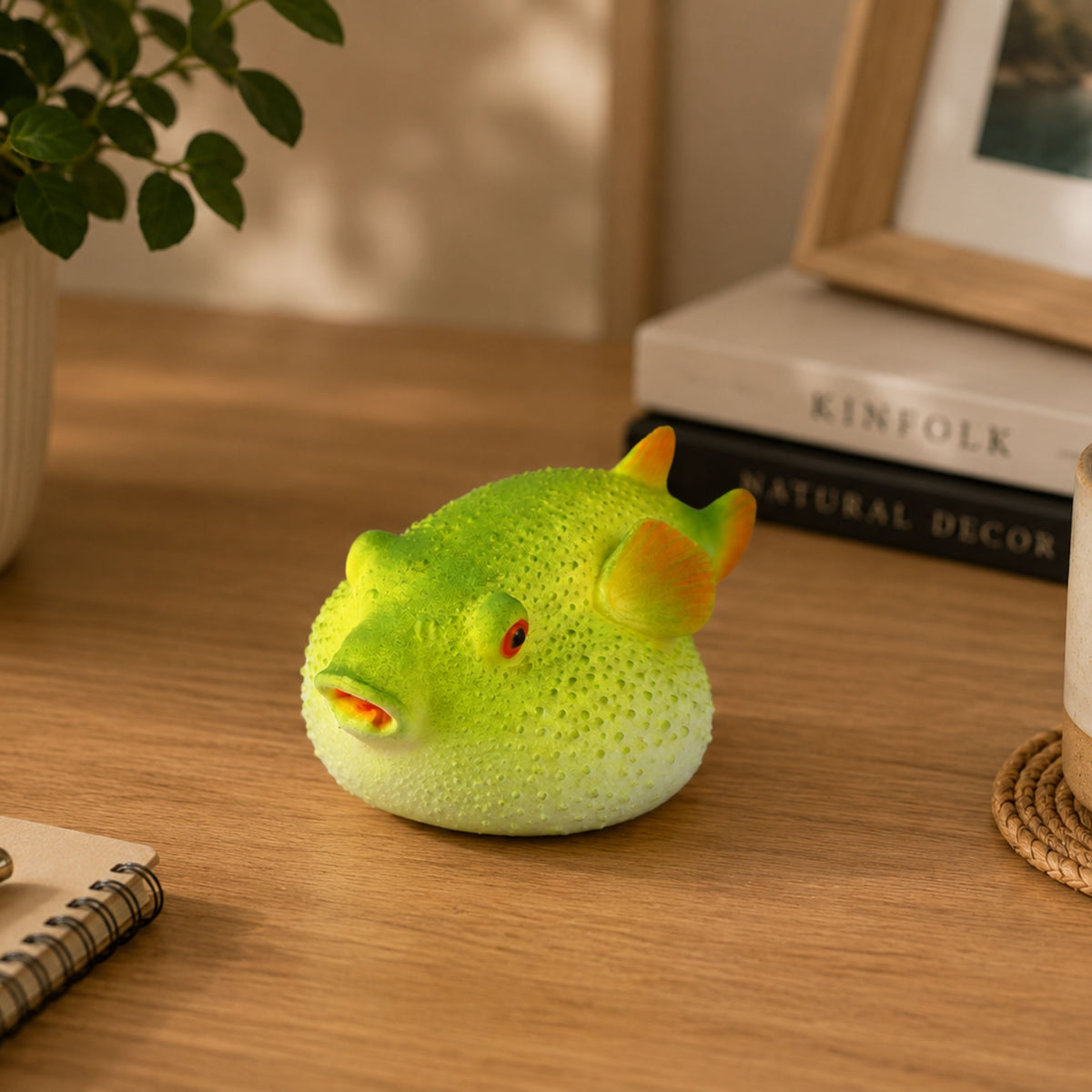 Puffer Fish Rubber Figure Stretchable Realistic Ocean Fish 12cm