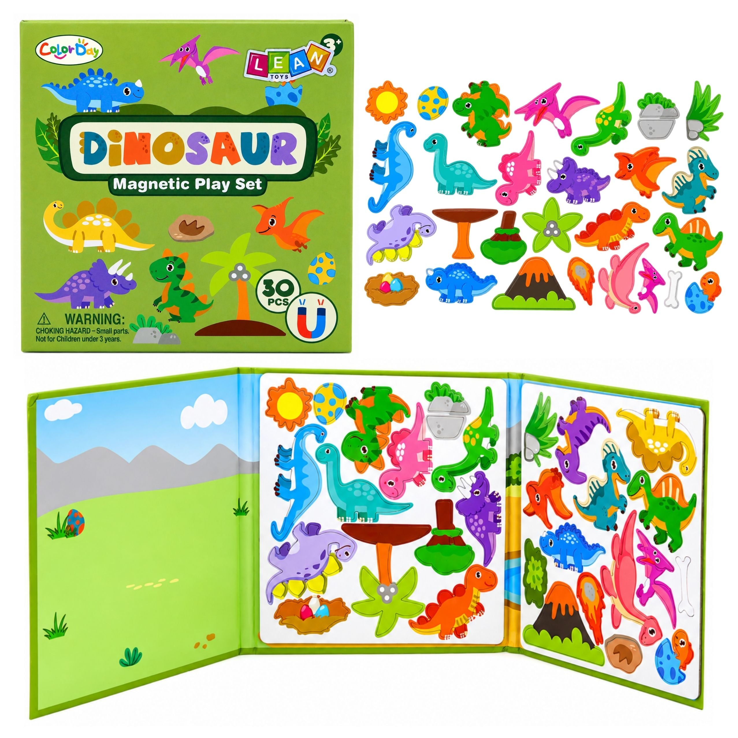 Magnetic Puzzle Book Dinosaurs Colorful Magnets 30 Pcs.