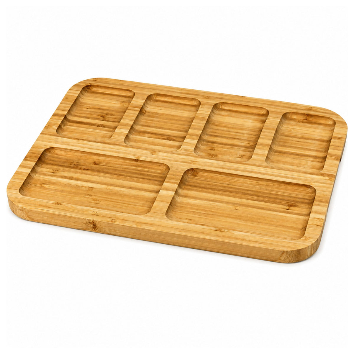 Bamboo Board Platter With Compartments For Serving Tray 36 X 28cm