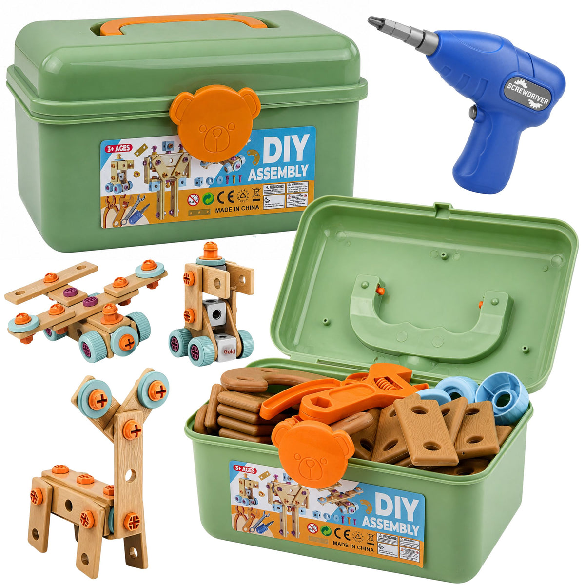 Screwdriver Construction Set With Blocks In A Case 190 Pcs.