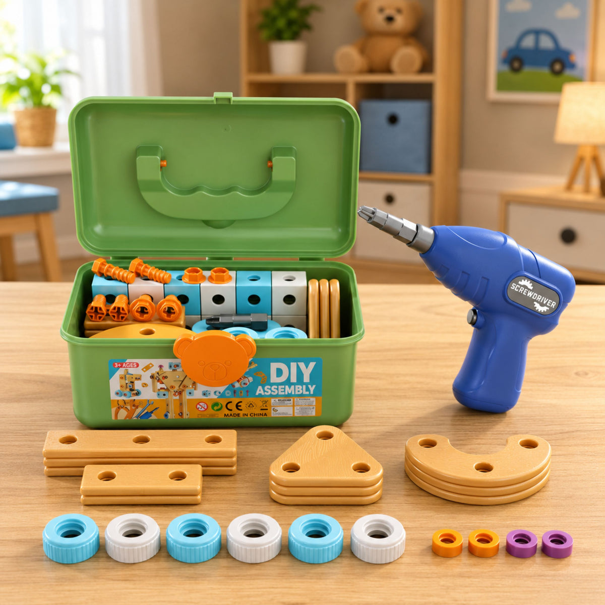 Screwdriver Construction Set With Blocks In A Case 190 Pcs.