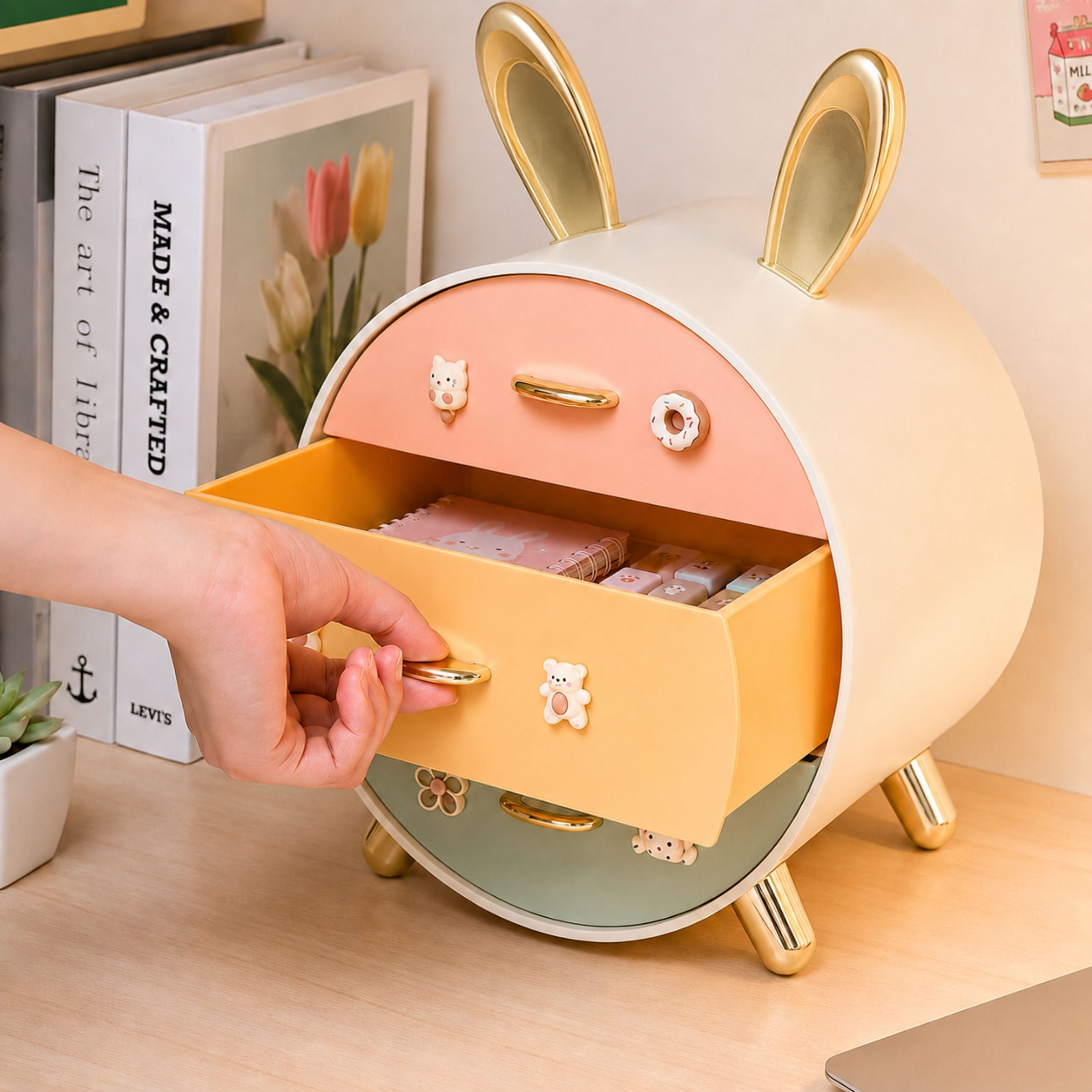 Organizer With Drawers For Jewelry 3-drawer Desk Box Rabbit