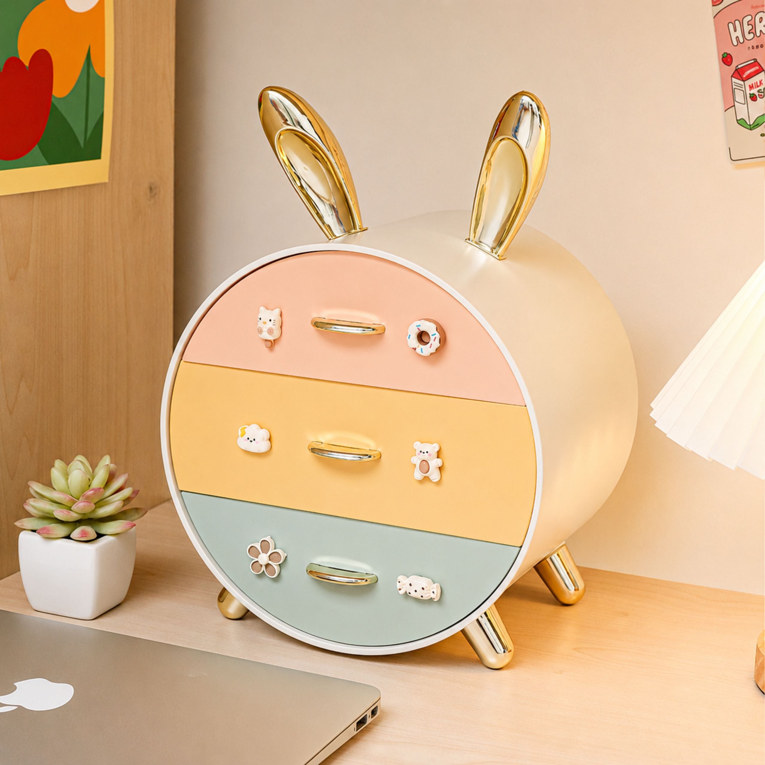 Organizer With Drawers For Jewelry 3-drawer Desk Box Rabbit