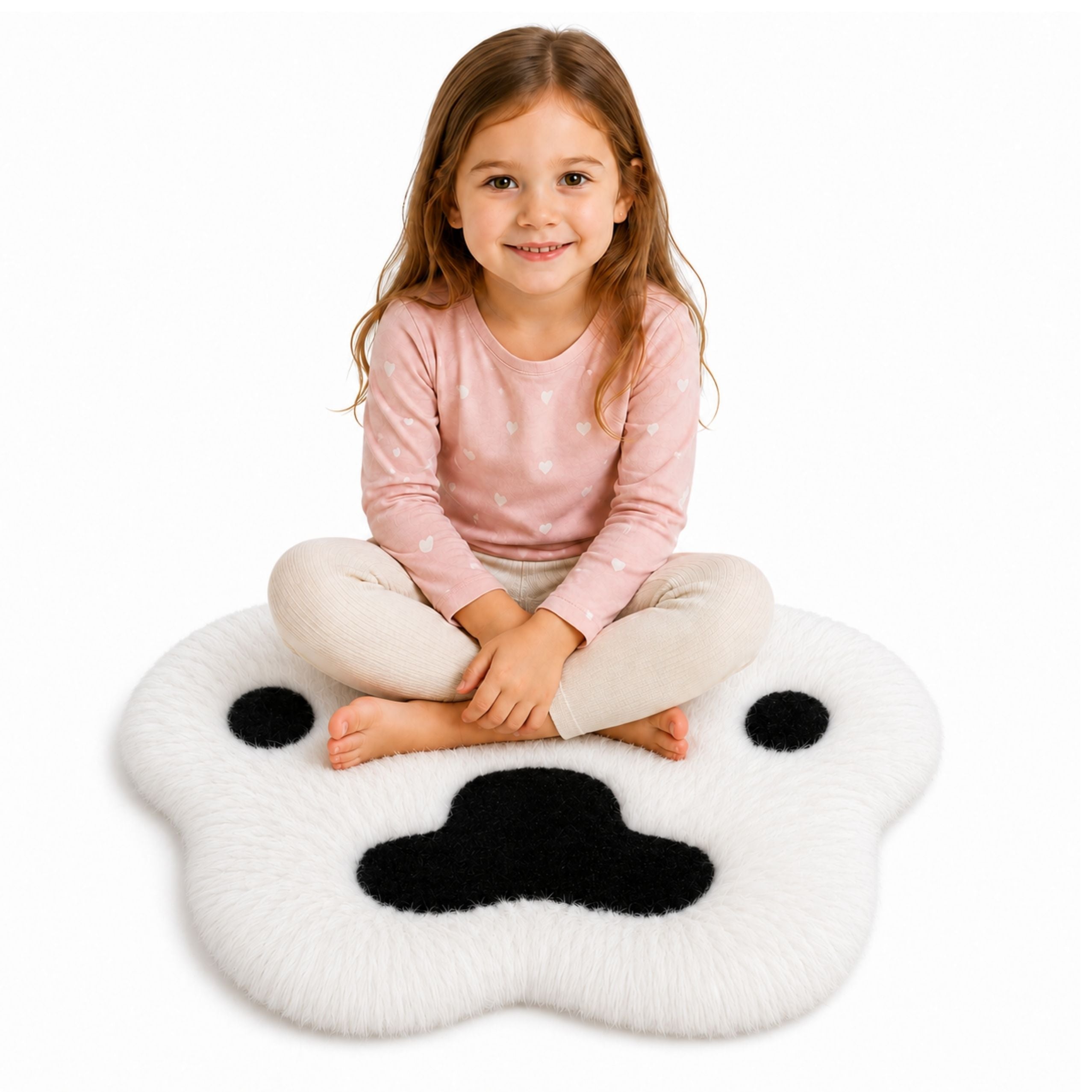 Plush Paw Rug Soft Fur Rug Black And White 60 X 60 Cm