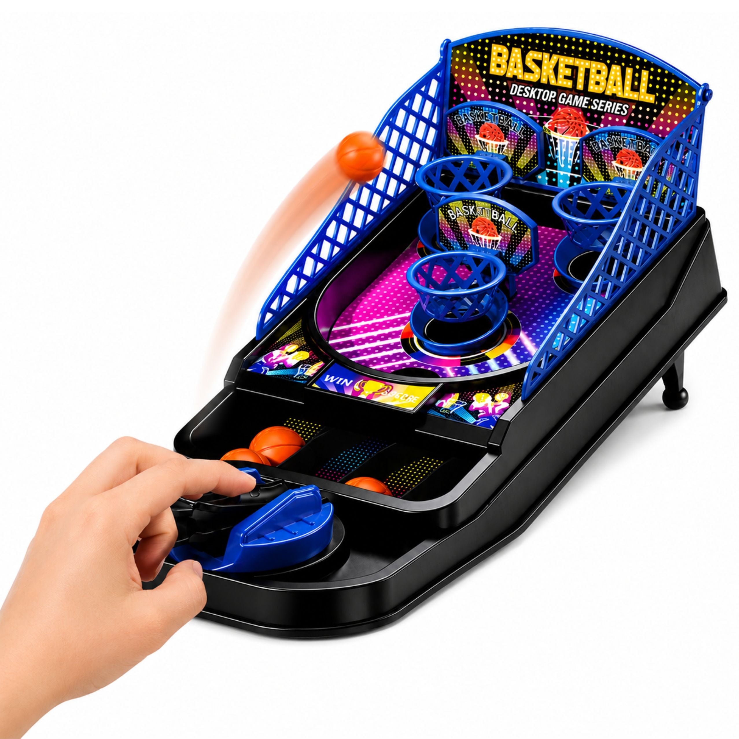 Mini Table Basketball Arcade Game 3 Baskets Launcher