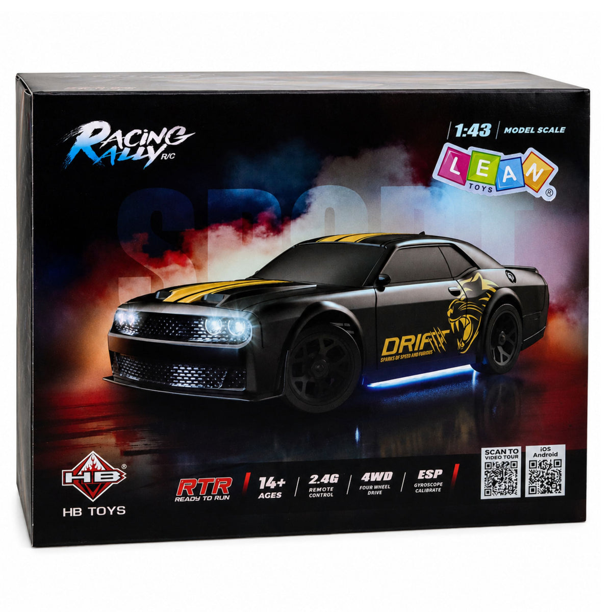 Rc Drift Sports Car Vymeniteľné kolesá karosérie 4wd Black 1:43