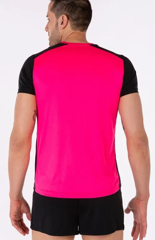 Pánské tričko joma record ii fluor růžovo-černé m