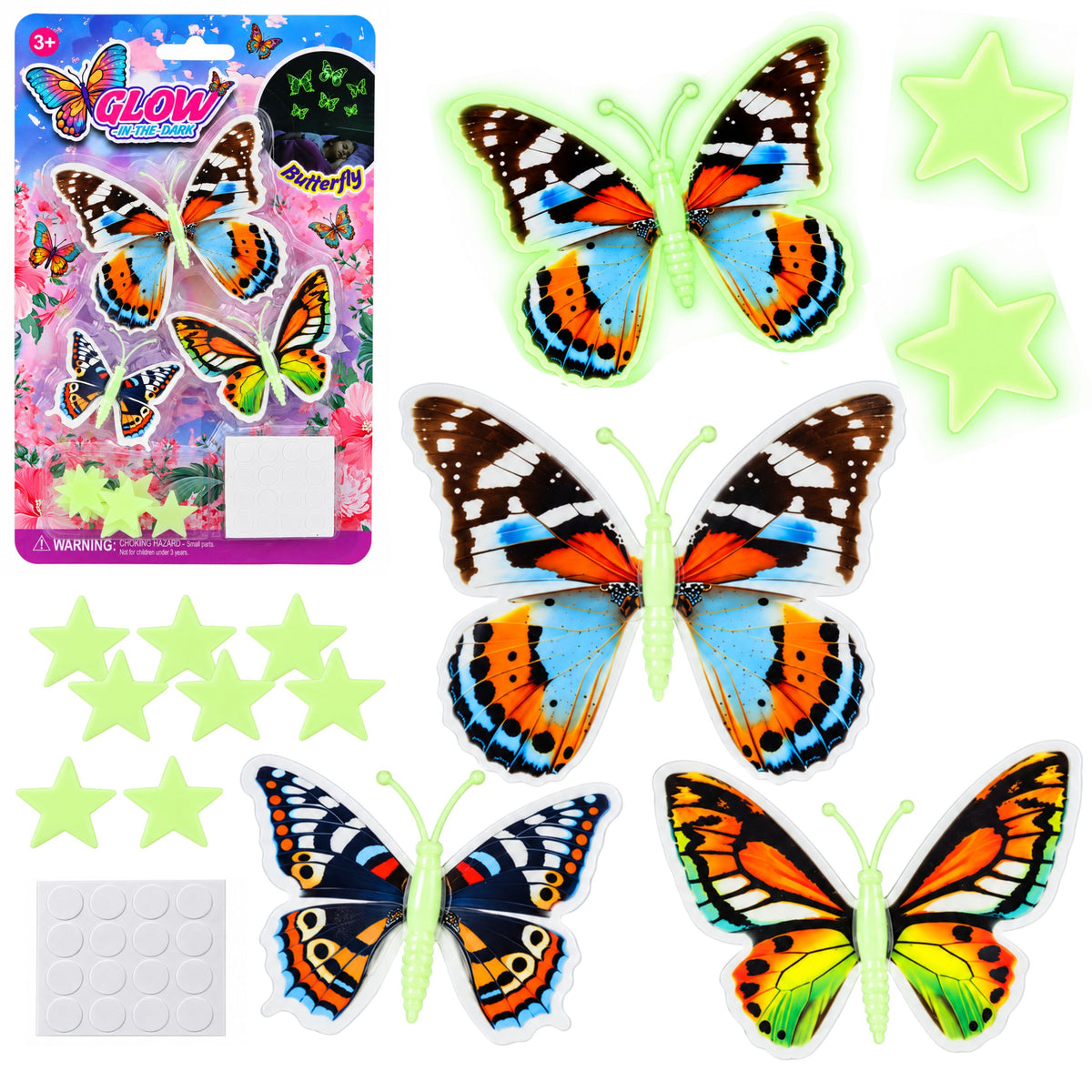 Fluorescent Butterflies Glow In The Dark Stars Wall Stickers
