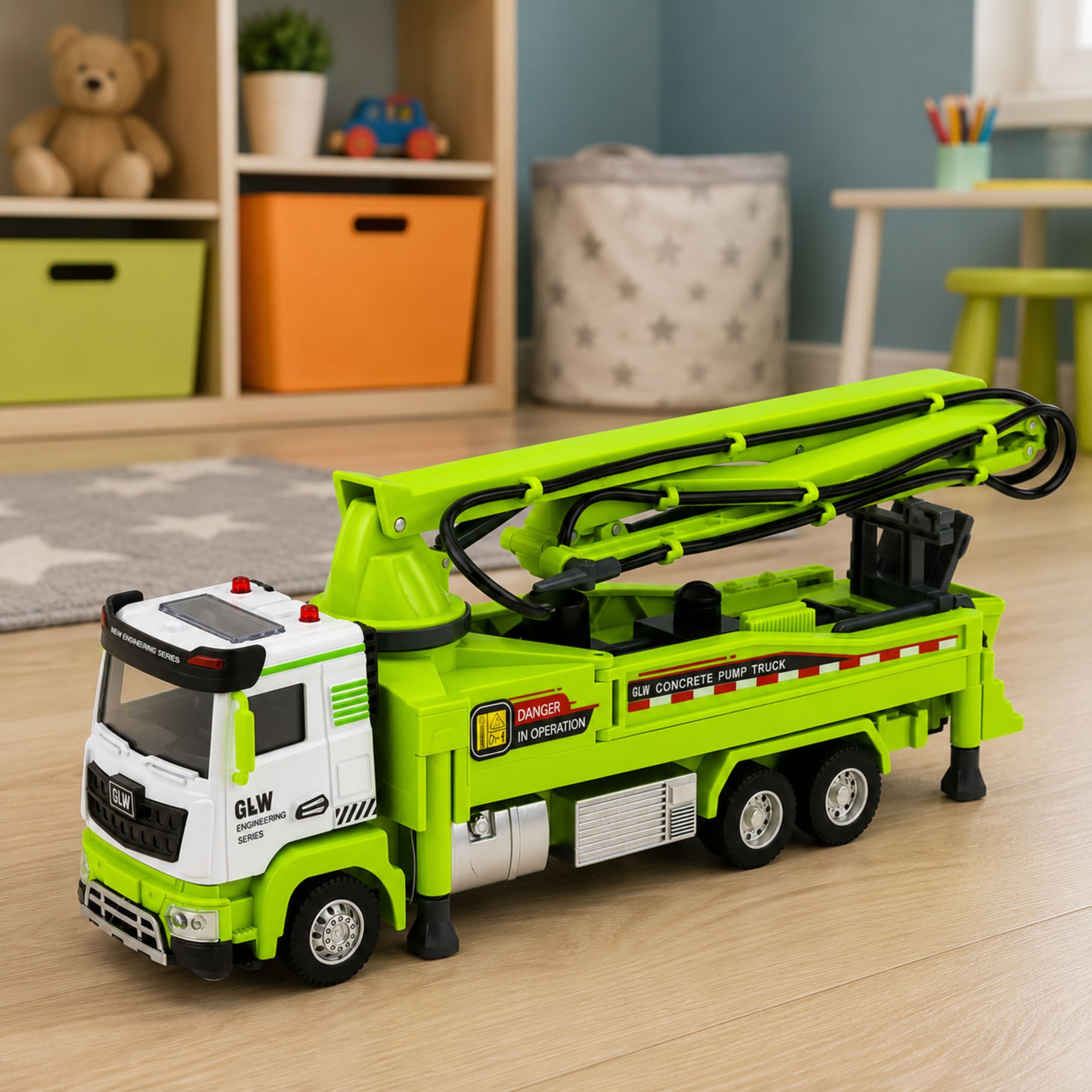 Concrete Pump Truck With Lights Sounds Water Drive 1:40