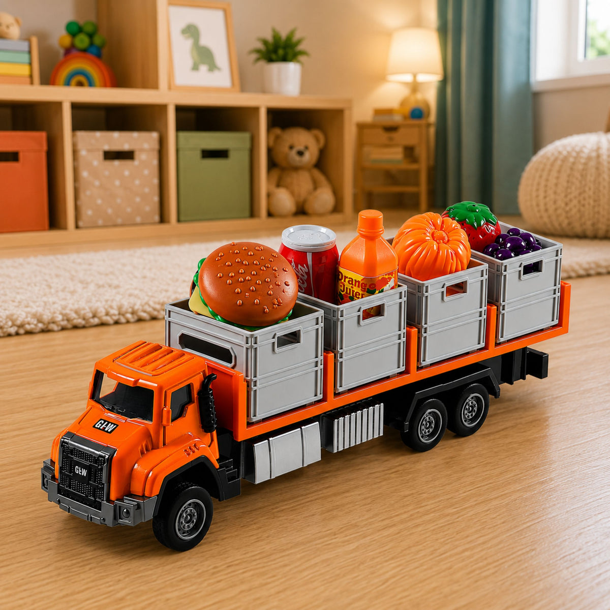 Orange Food Transport Truck 1:55