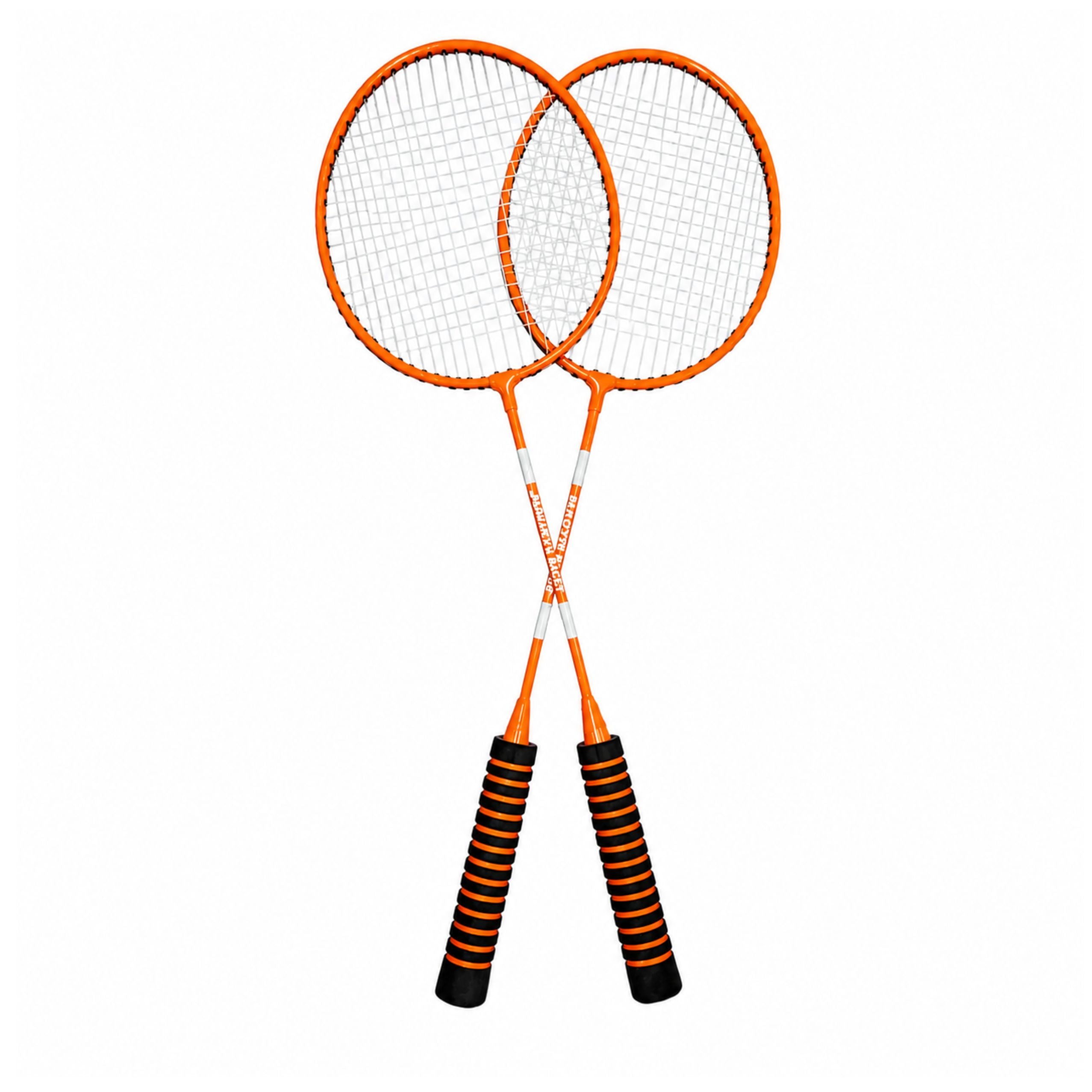 Badminton Set Rackets Shuttlecock Cover Orange