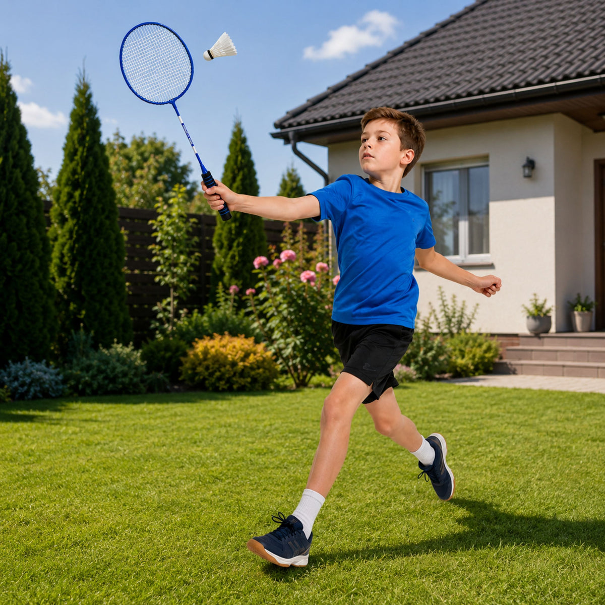 Set Badminton Rachete 3 Volani Husă Albastru