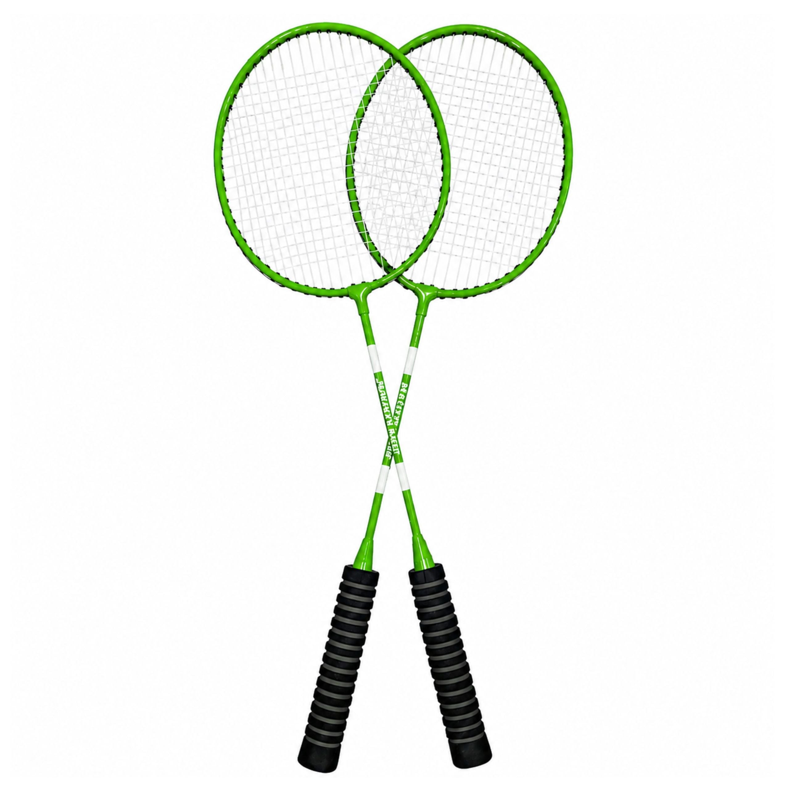 Badminton Set Rackets 3 Shuttlecocks Cover Green