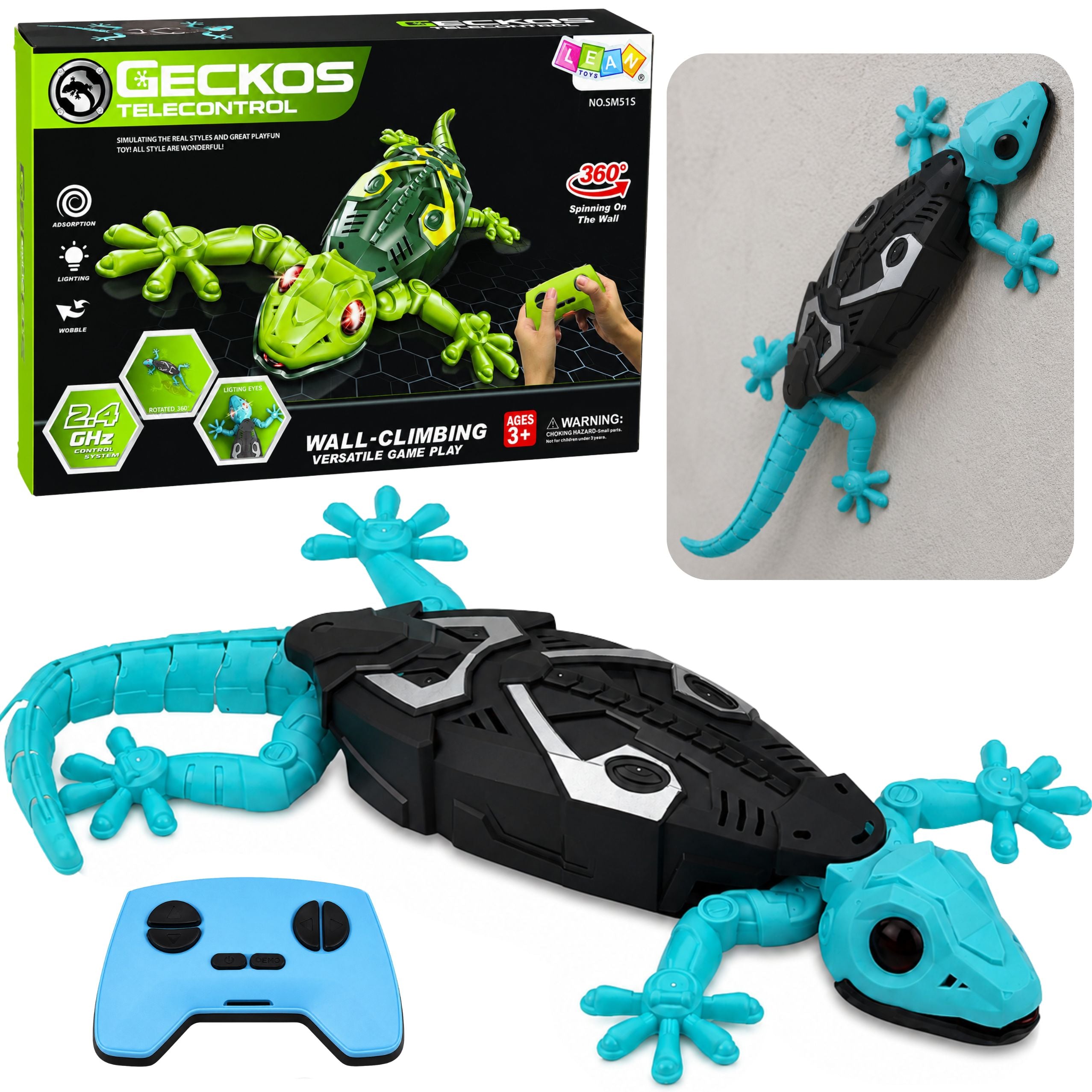 Rc Gecko Lizard Wall-climbing 360° Blue