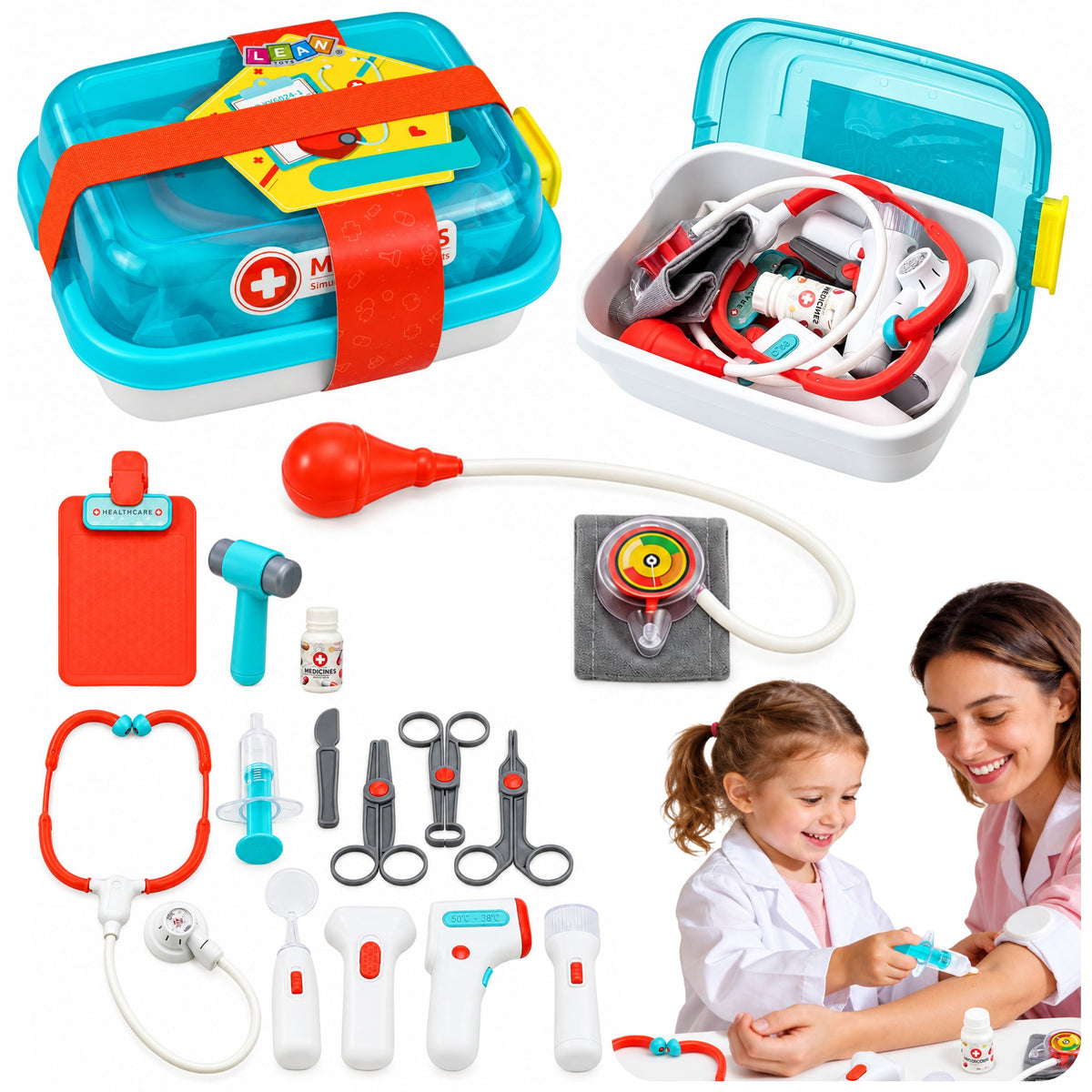 Set Medico Valigia Accessori Luci Suoni Little Doctor's 15 Pz.