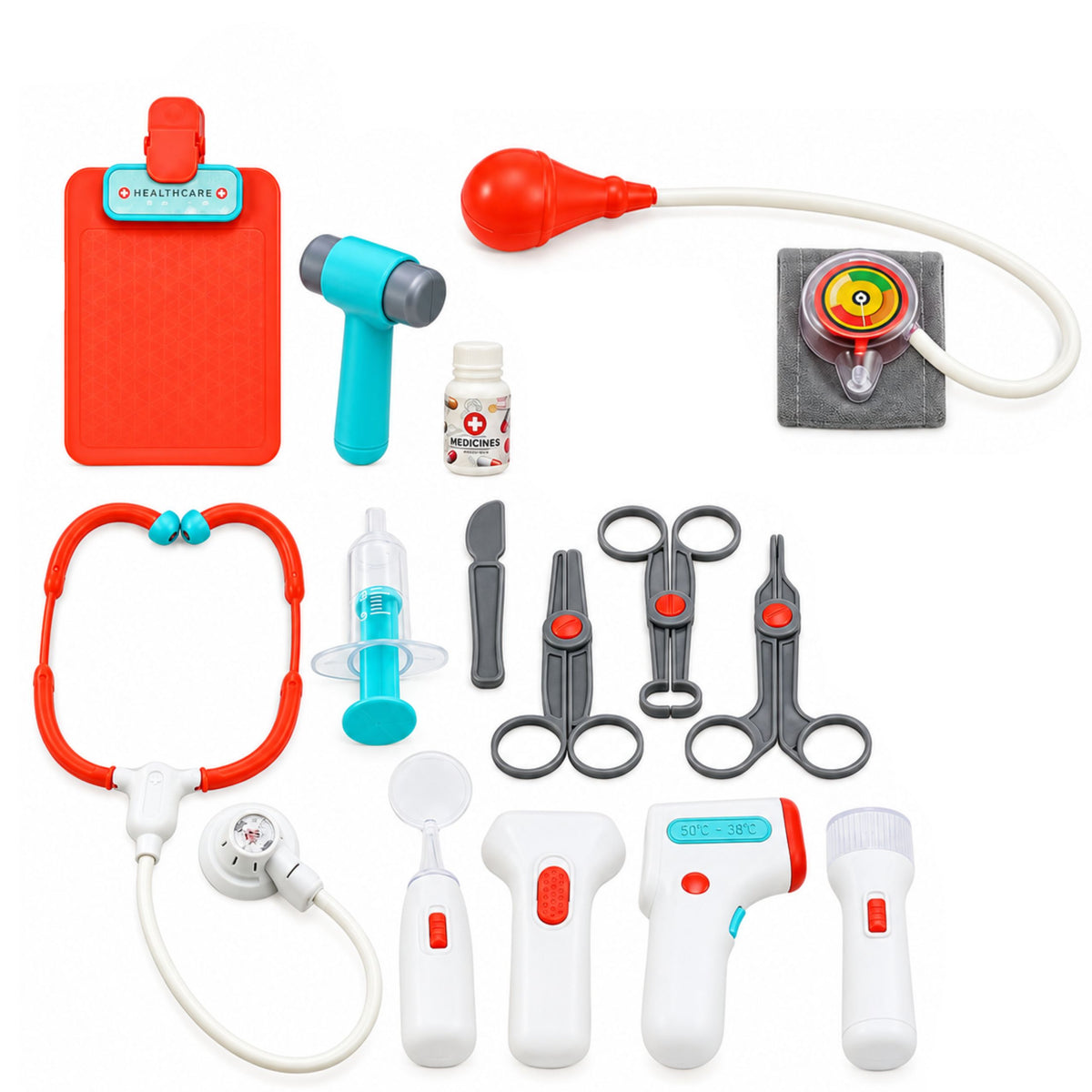 Set Medico Valigia Accessori Luci Suoni Little Doctor's 15 Pz.
