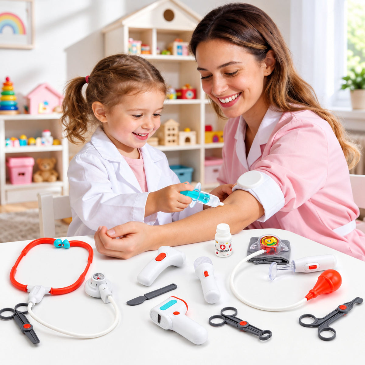 Set Medico Valigia Accessori Luci Suoni Little Doctor's 15 Pz.