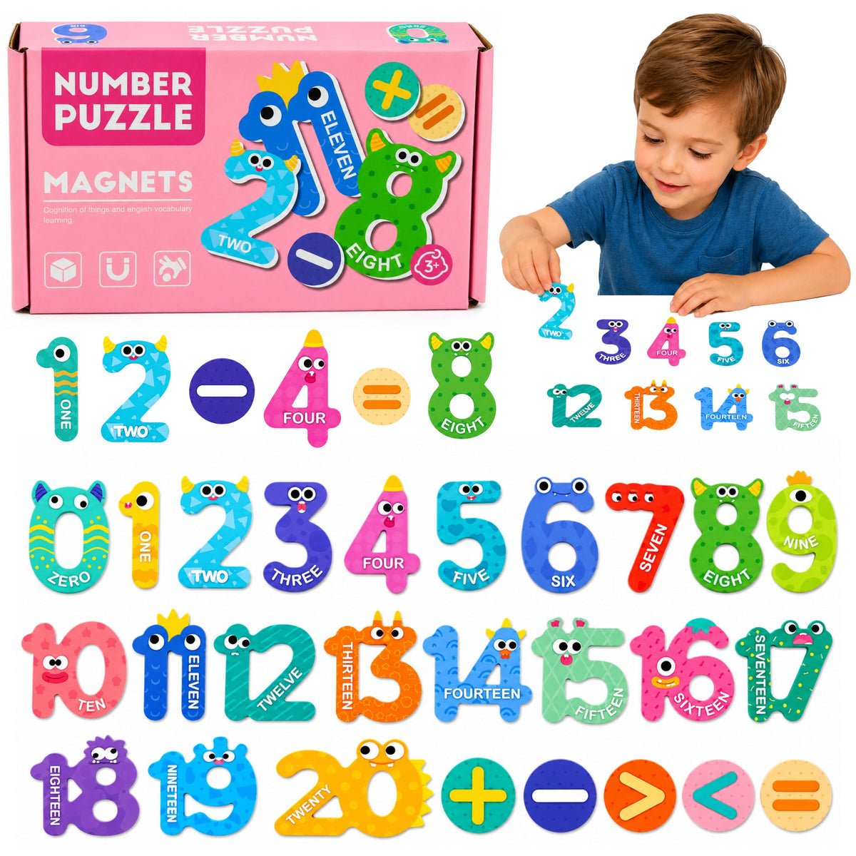 Magnetic Puzzles Activities And Numbers Activities Educational Magnets 26 Pcs.