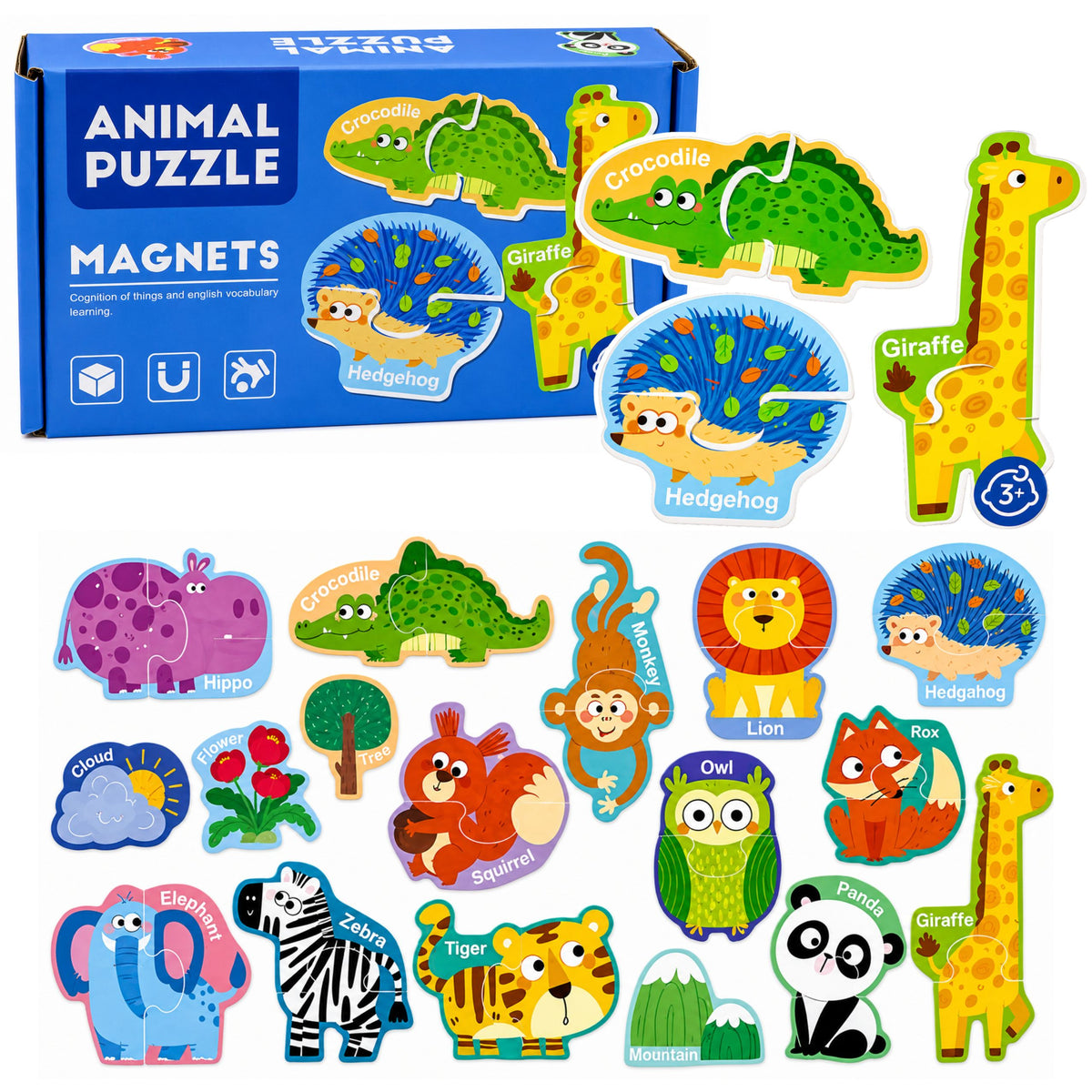 Puzzle magnetyczne Nauka zwierząt Magnesy na deski i lodówki 30 szt.