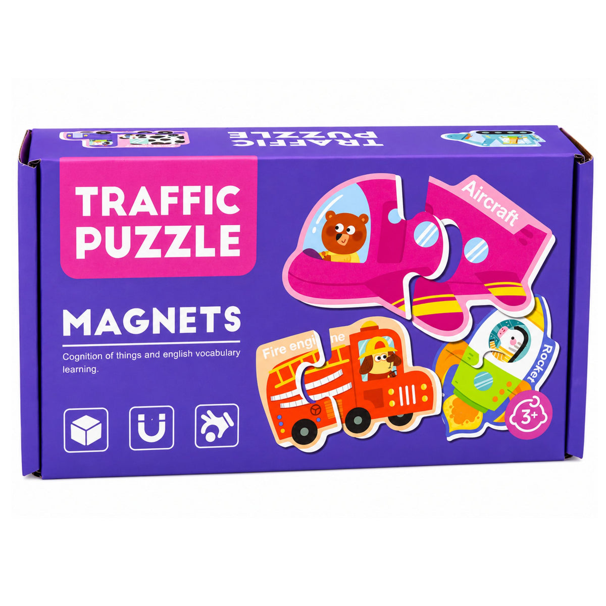 Magnetic Puzzle Vehicles Learning Means Of Transport Set 30 Pcs.