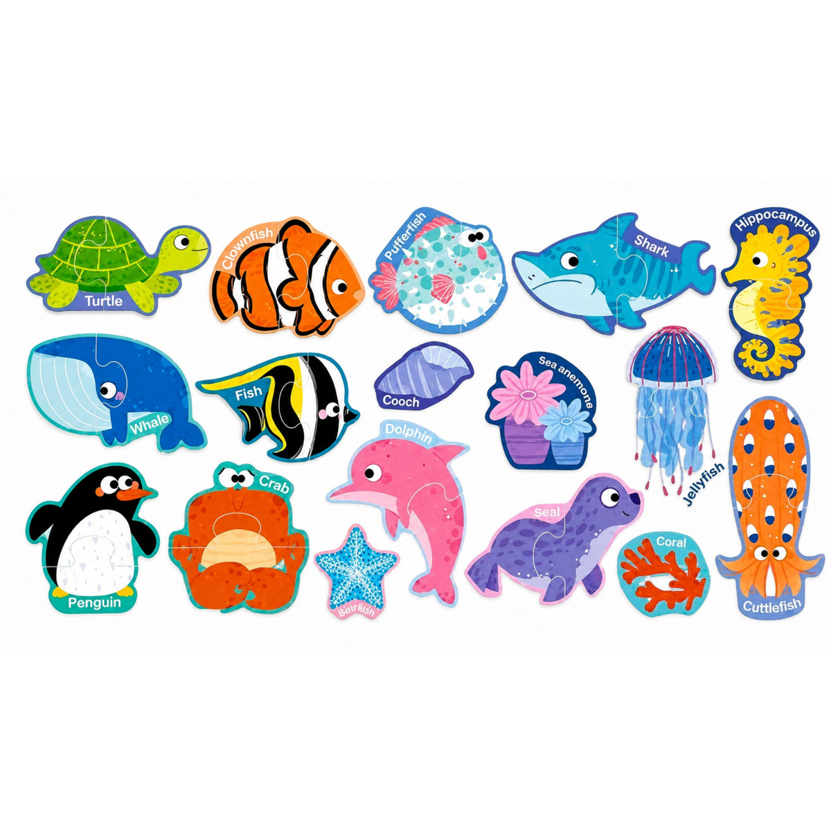 Magnetic Puzzle Sea Animals Fridge Magnets Educational 30 Pcs.
