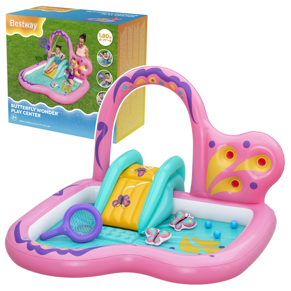 Water Playground With Slide Butterfly Pink Accessories Bestway 53175