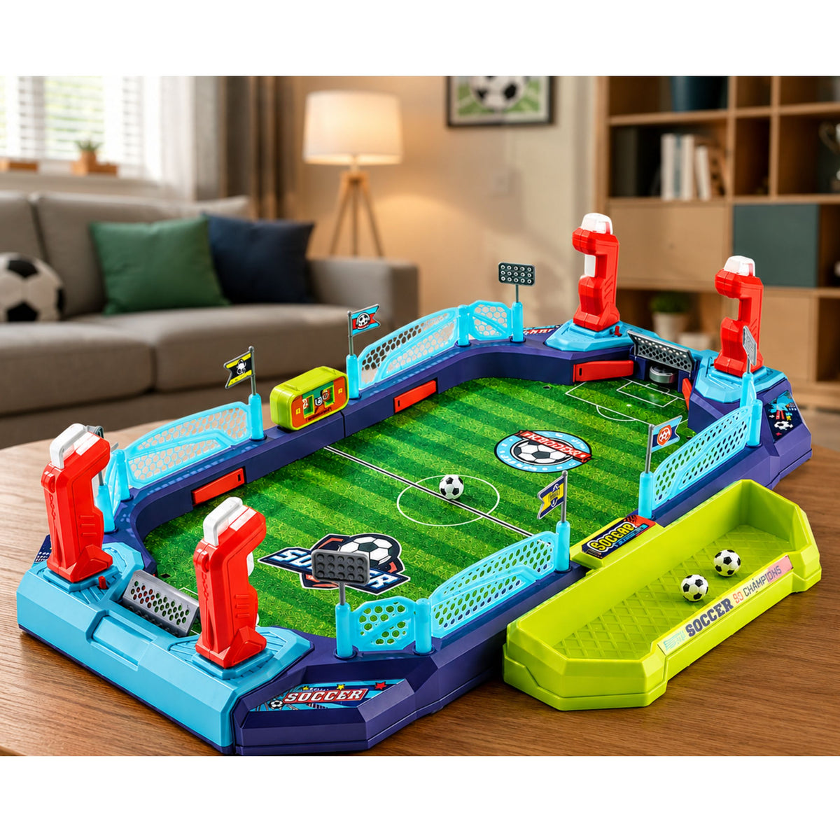 2-in-1 tafelvoetbal-hockey-arcadespel voor 2 spelers