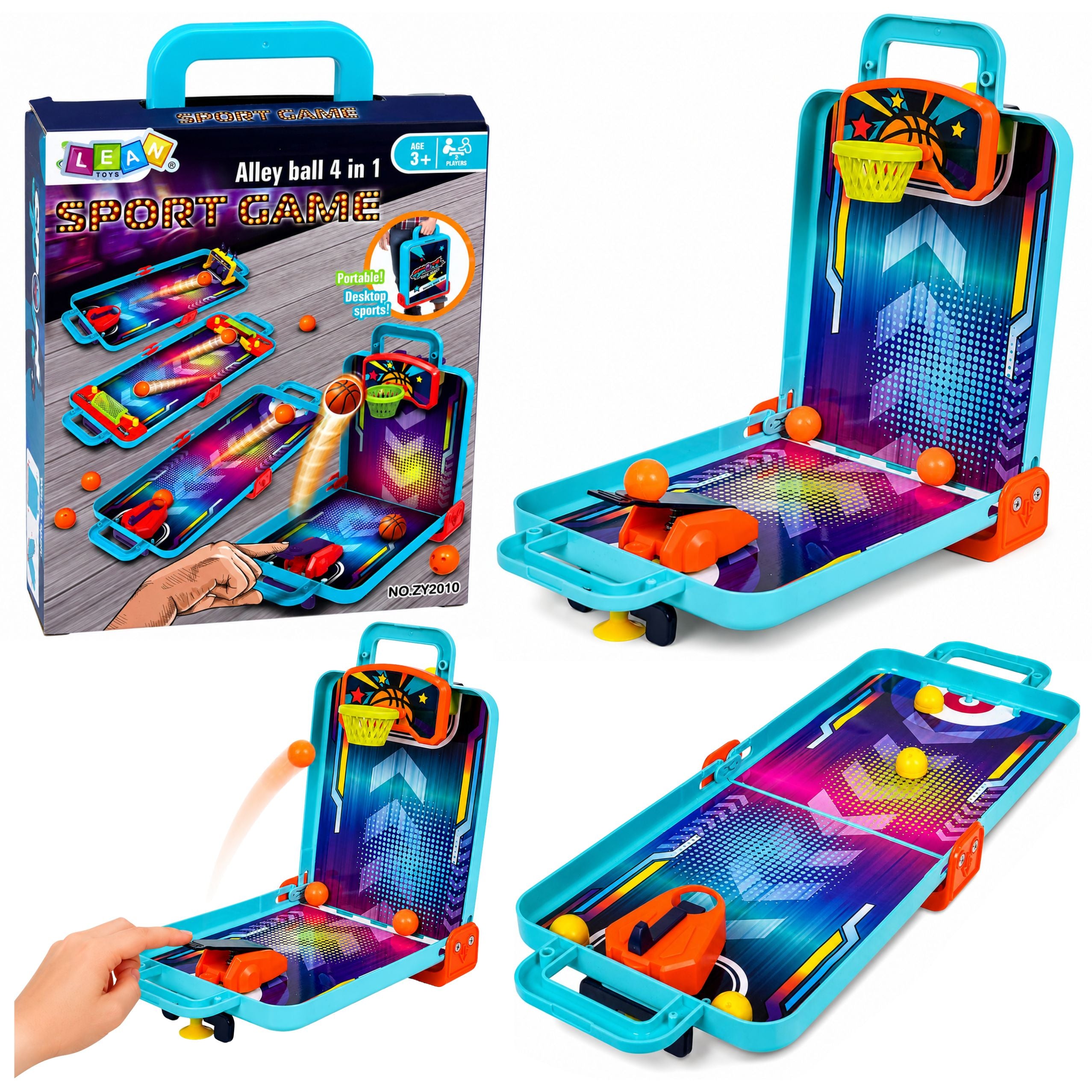 Mini Arcade Game 3 In 1 Basketball Pinball Bowling Portable Case