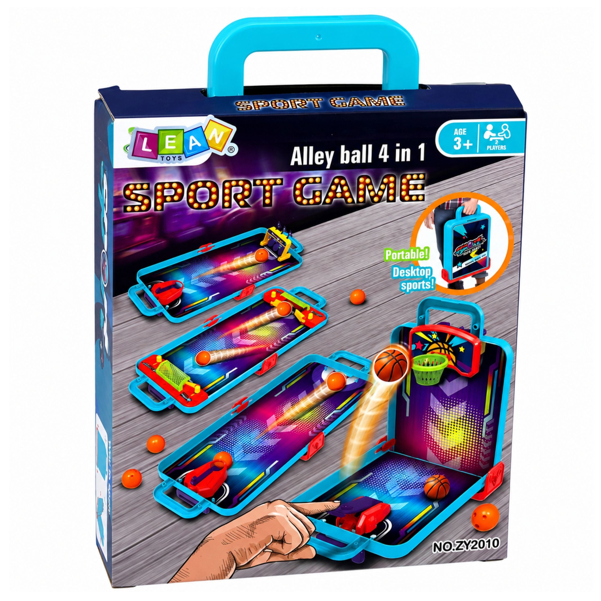 Mini Arcade Game 3 In 1 Basketball Pinball Bowling Portable Case