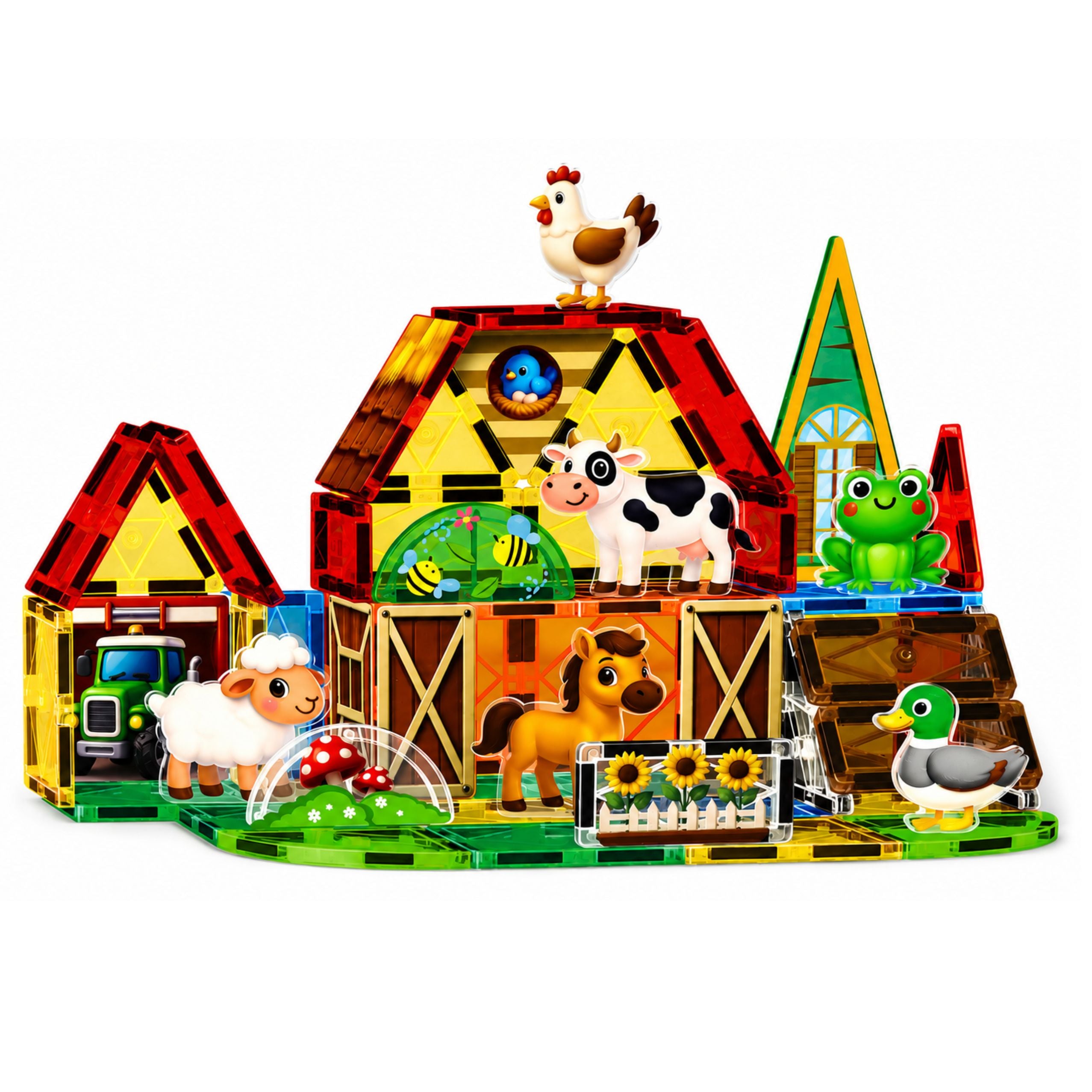 Magnetic Construction Blocks Domestic Animals Farm 54 Pcs.