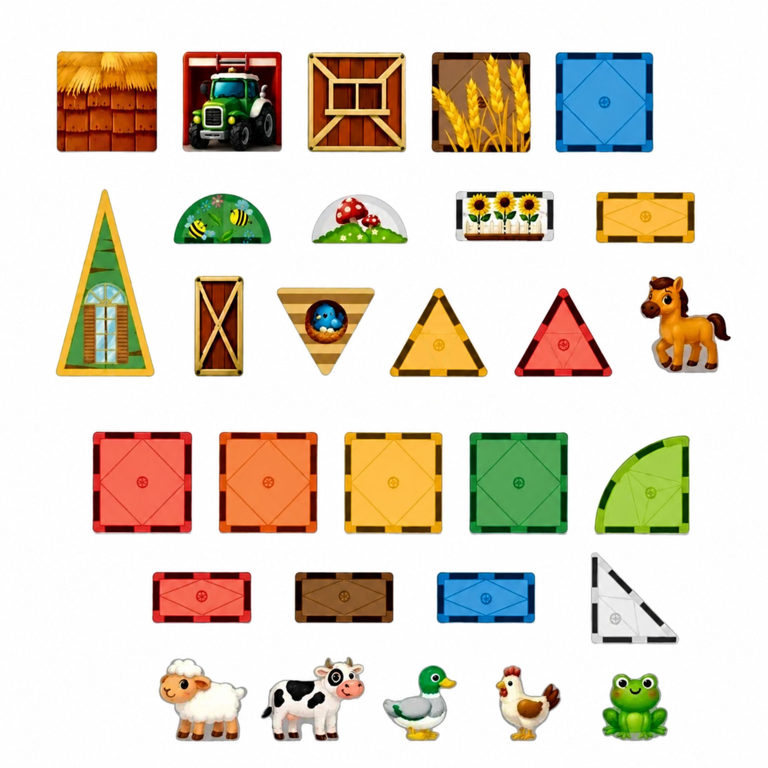Magnetic Construction Blocks Domestic Animals Farm 54 Pcs.