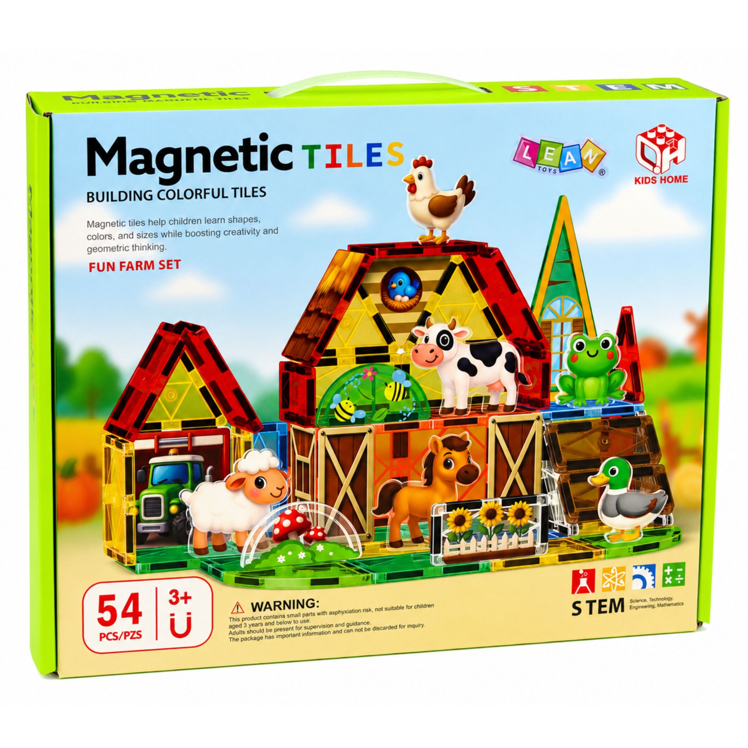 Magnetic Construction Blocks Domestic Animals Farm 54 Pcs.