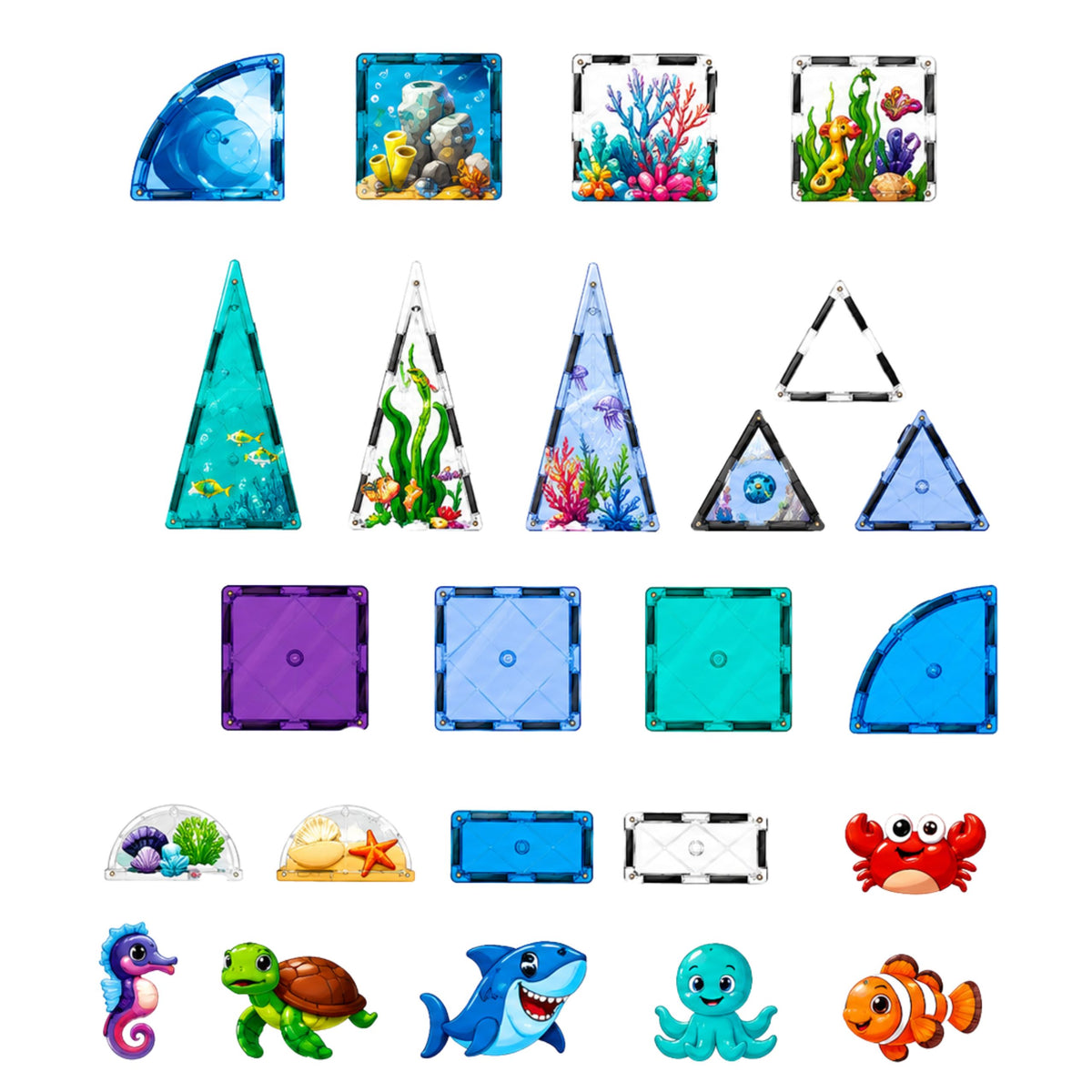 Magnetic Construction Blocks Sea Animals Ocean 40 Pcs.
