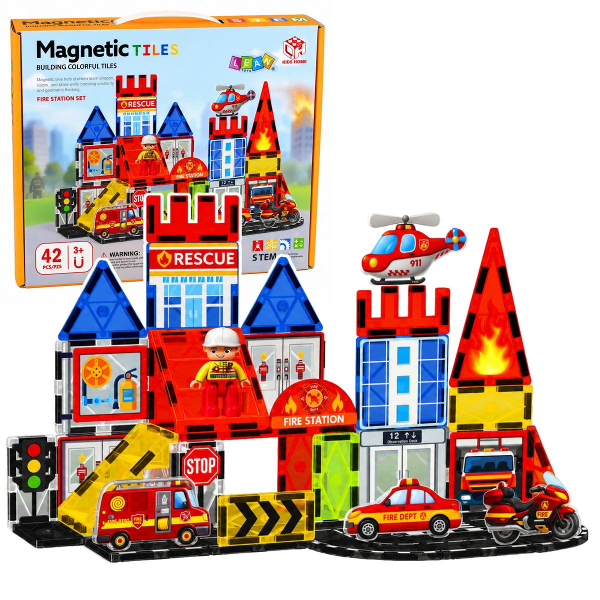Magnetic Construction Blocks Fire Station Fire Station 42 Pcs.